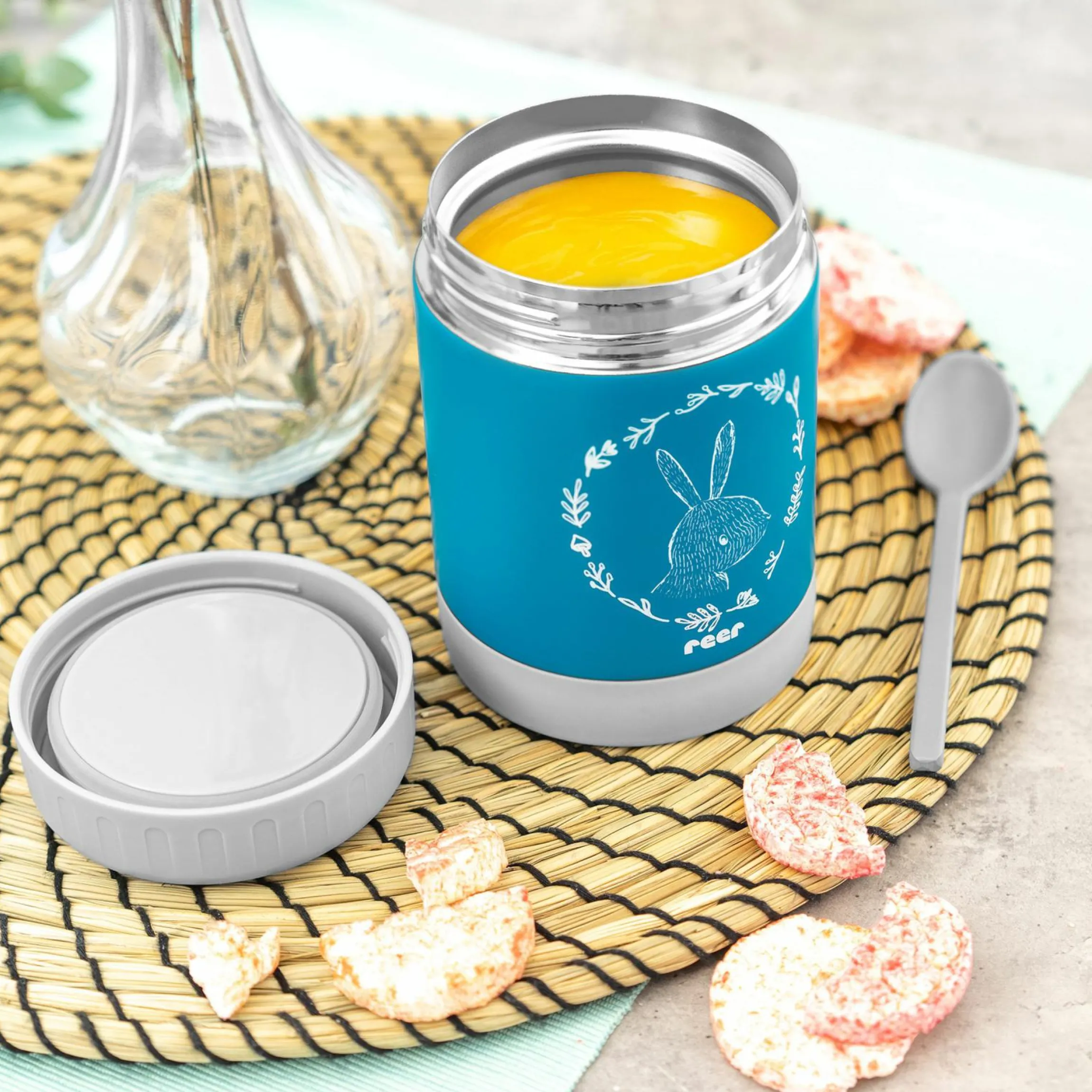 Edelstahl-Warmhaltebox 300ml - ColourDesign - Petrolblau