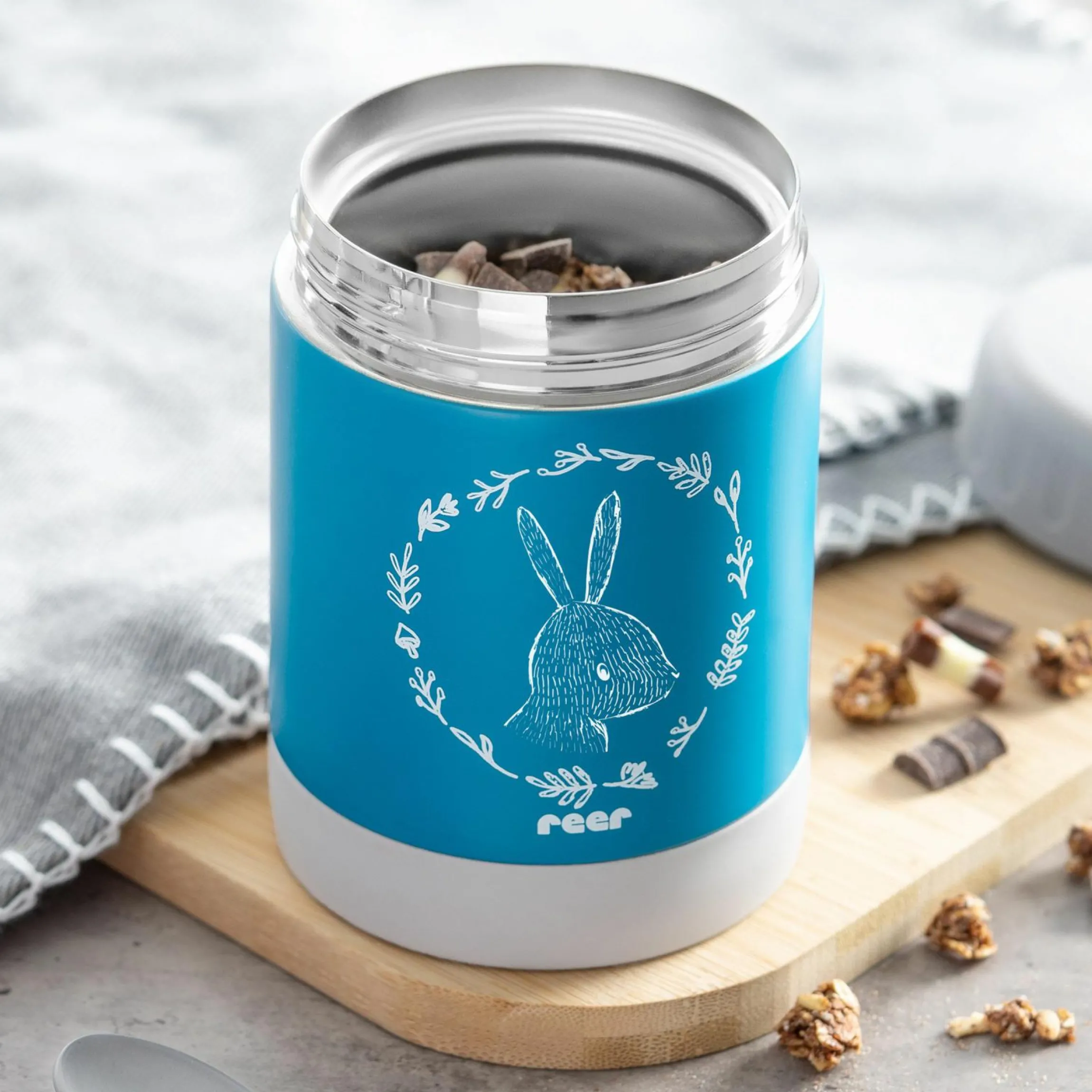 Edelstahl-Warmhaltebox 300ml - ColourDesign - Petrolblau