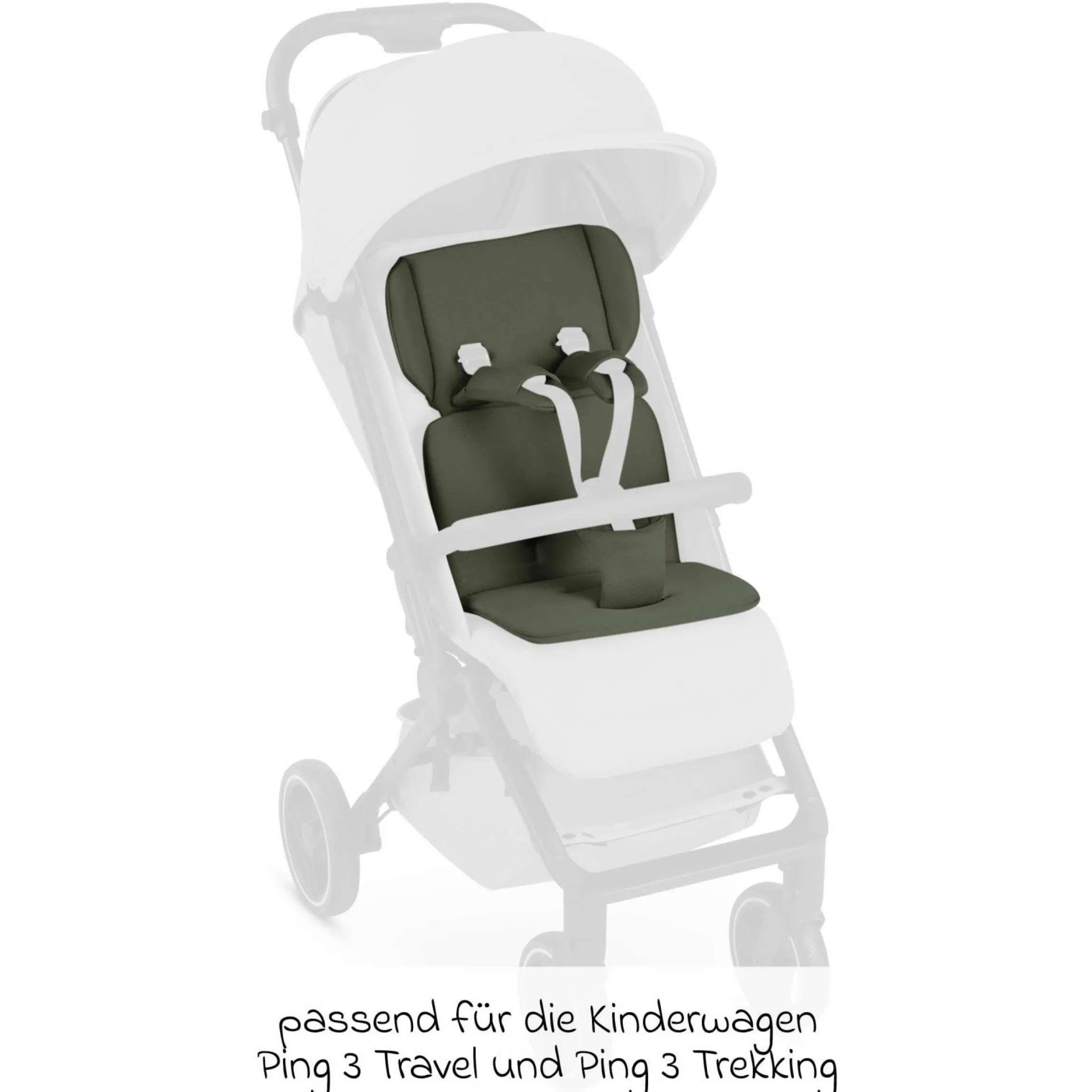 Einlagen-Set für Ping 3 Travel, Ping 3 Trekking mit Sitzeinlage, Schultergurt & Schrittgurtpolster - Cozy - Olive - Kollektion 2025
