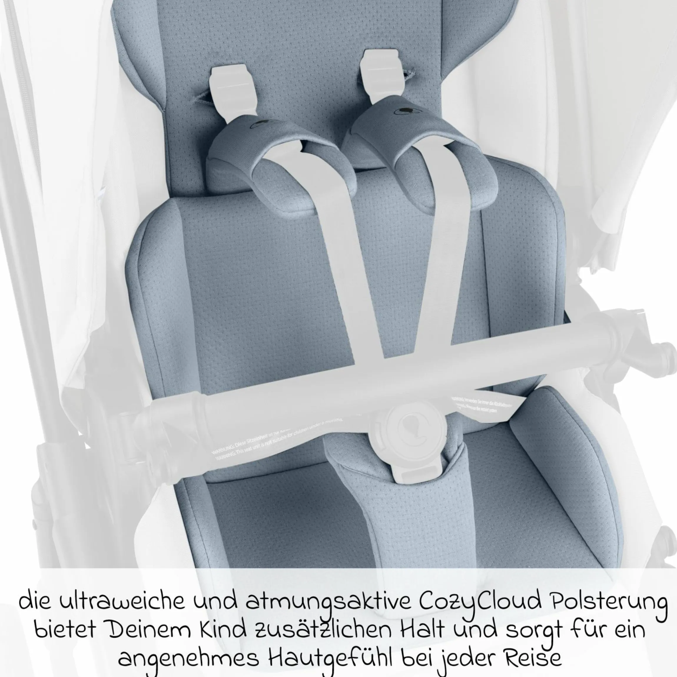 Einlagen-Set für Samba, Salsa, Zoom mit Sitzeinlage, Schultergurt & Schrittgurtpolster - Cozy - Ice Blue - Kollektion 2025