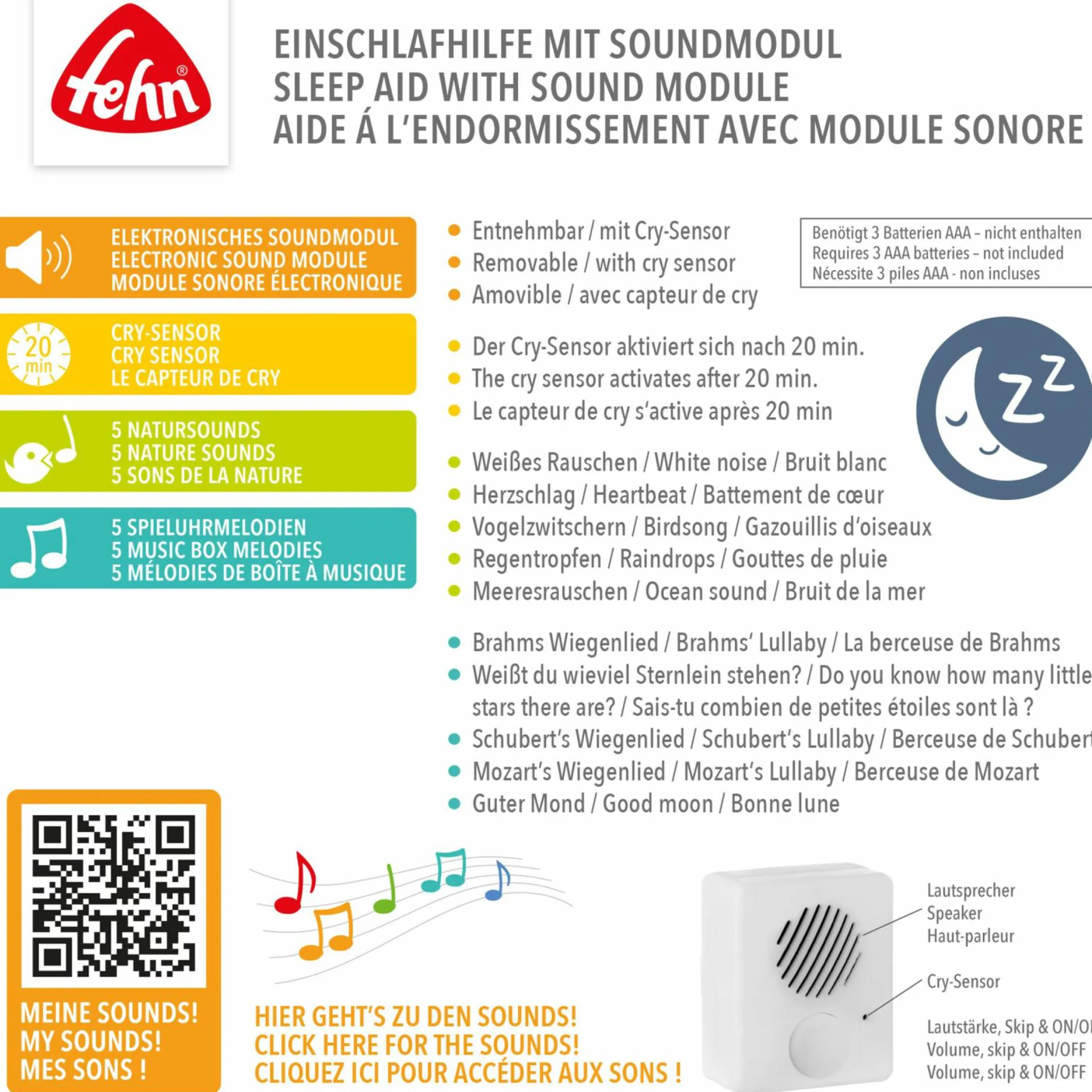 Einschlafhilfe / Spieluhr 27 cm - Faultier