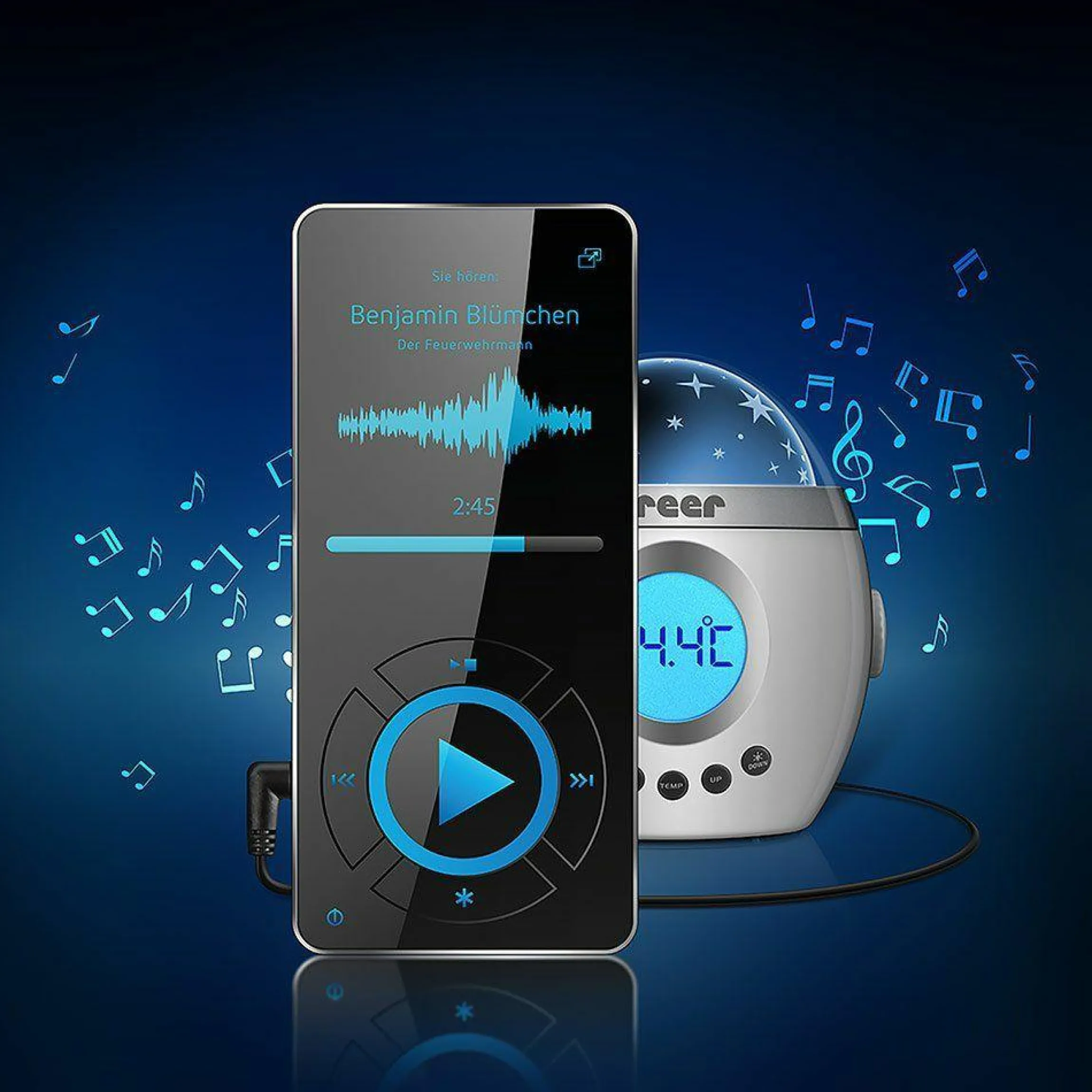 Einschlaflicht mit Lichtprojektor & Musikfunktion My Magic Starlight