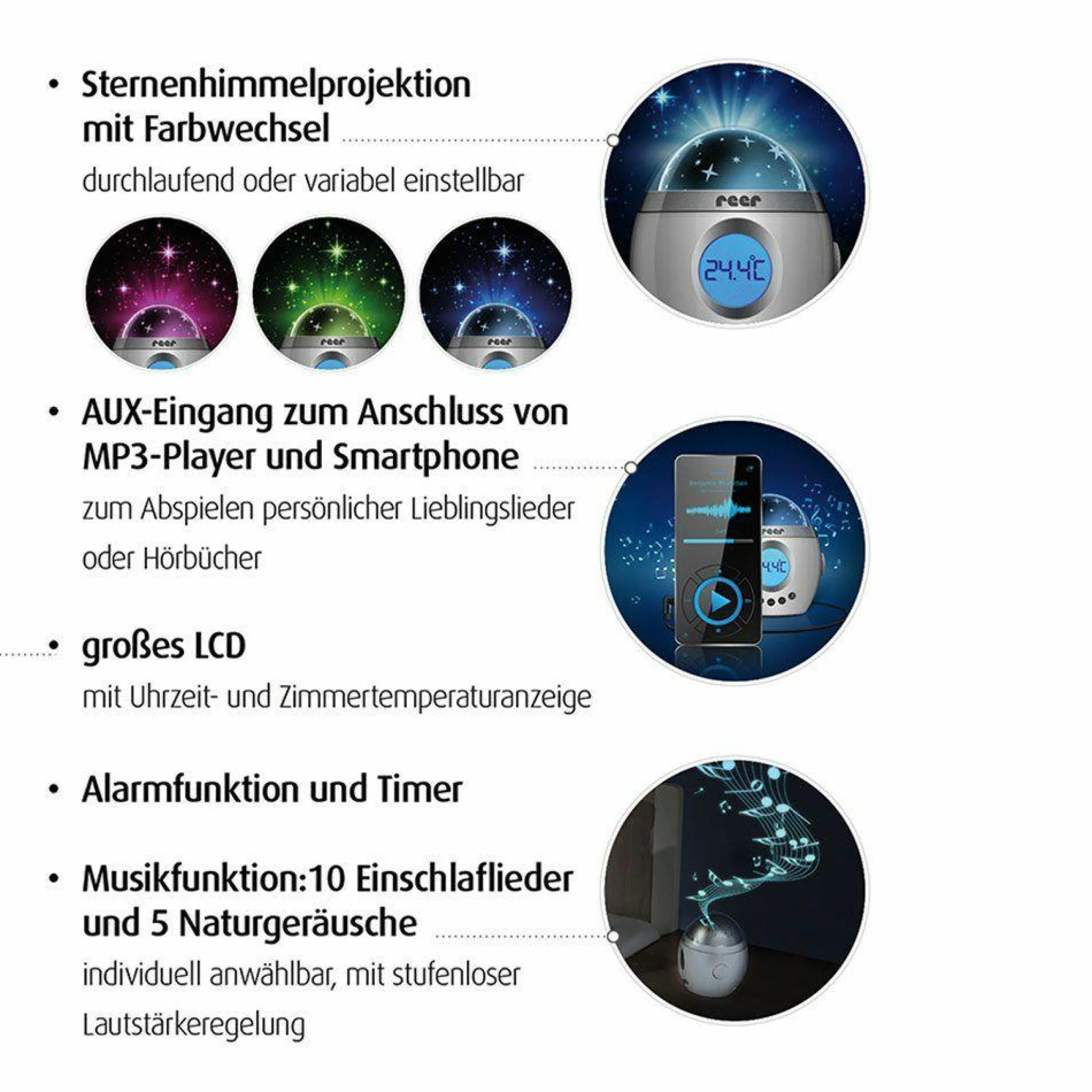 Einschlaflicht mit Lichtprojektor & Musikfunktion My Magic Starlight