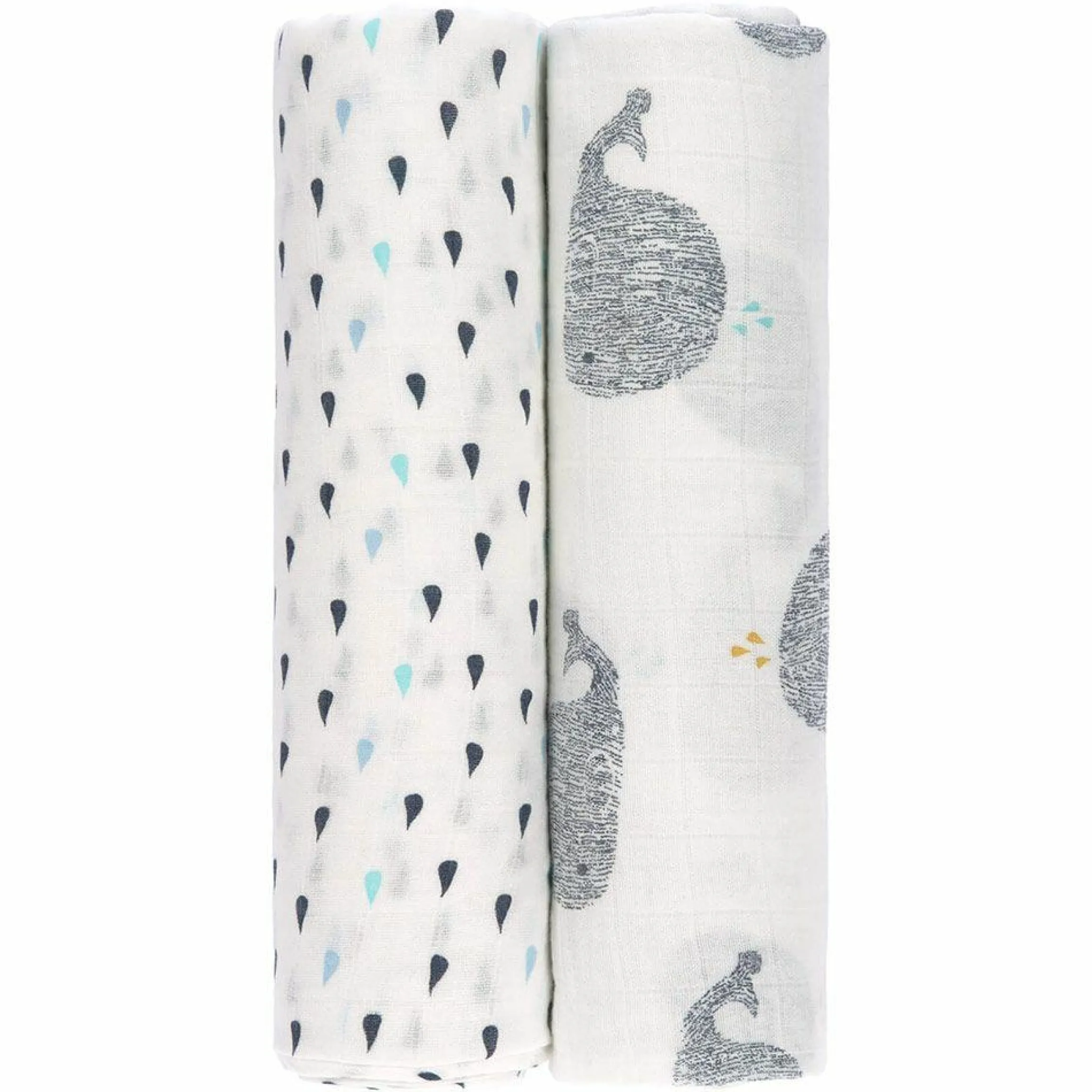 Einschlag- & Mulltuch 2er Pack Heavenly Soft Swaddle XL - Bambus 120 x 120 cm - Little Water Whale