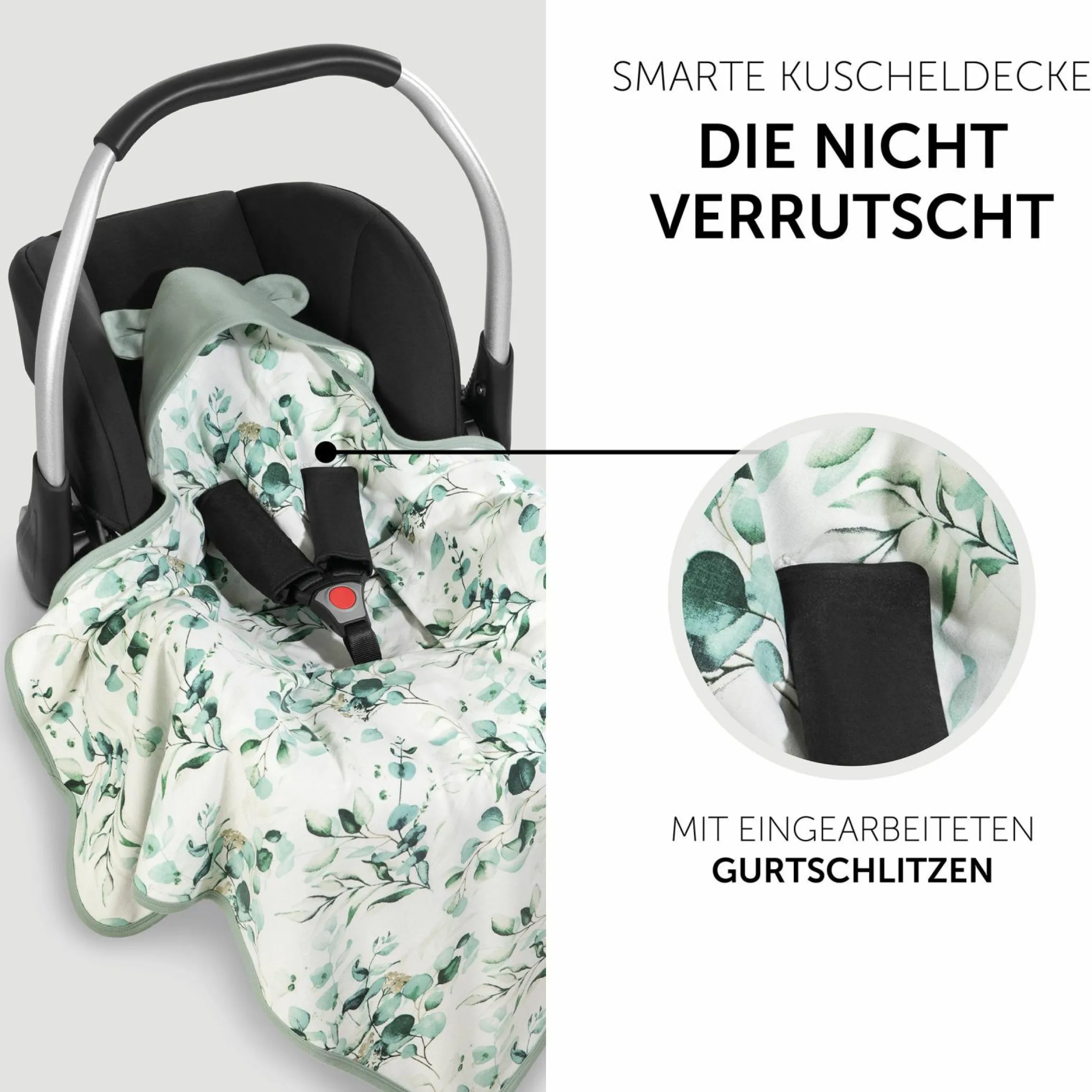 Einschlagdecke / Kuscheldecke Snuggle N Dream - Leaves Mint