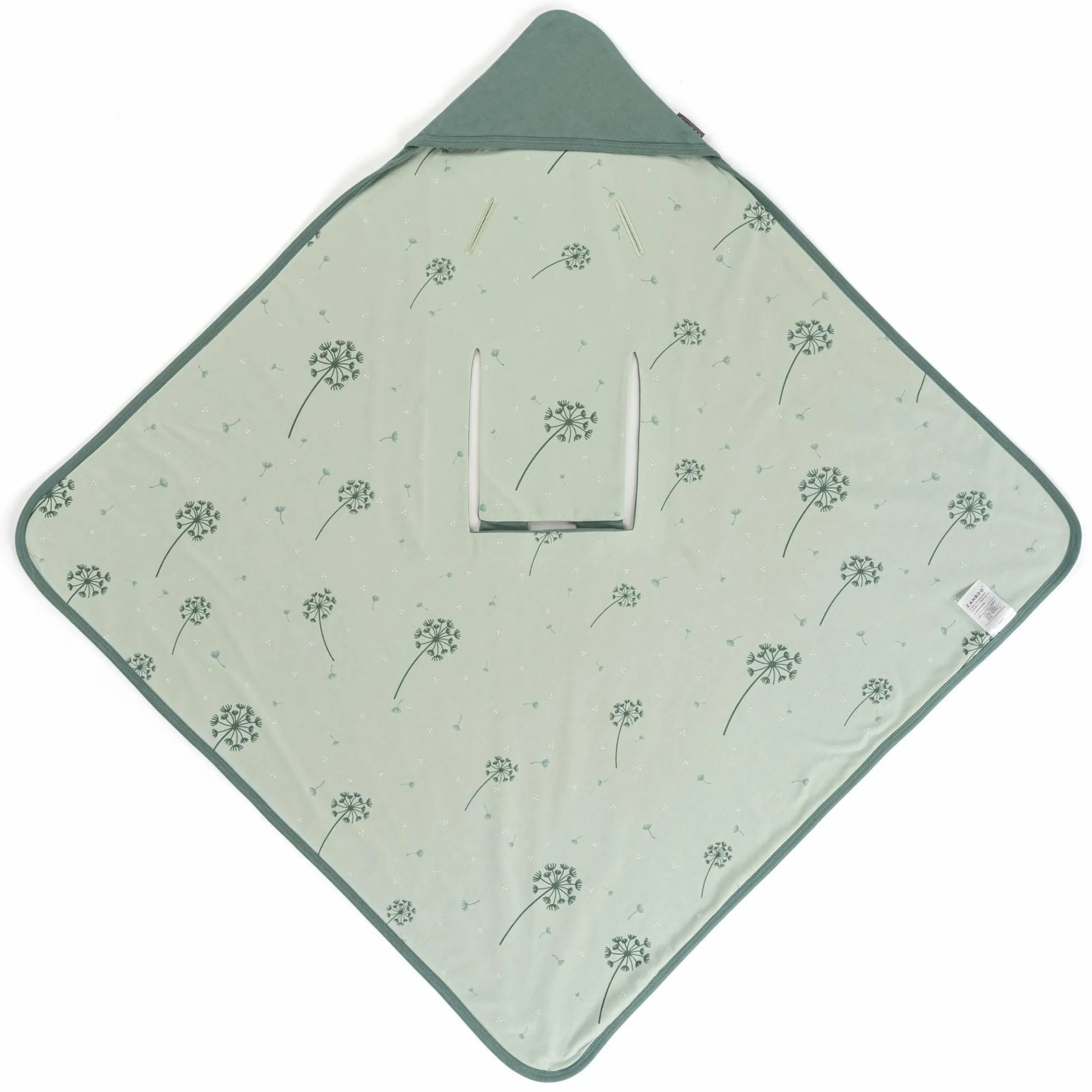 Einschlagdecke / leichte Kuscheldecke für Babyschalen & Kinderwagen 80 x 80 cm - Pusteblume - Salbeigrün