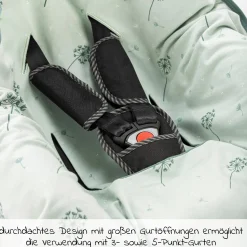 Einschlagdecke / leichte Kuscheldecke für Babyschalen & Kinderwagen 80 x 80 cm - Pusteblume - Salbeigrün