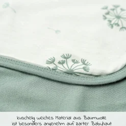 Einschlagdecke / leichte Kuscheldecke für Babyschalen & Kinderwagen 80 x 80 cm - Pusteblume - Salbeigrün