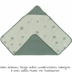 Einschlagdecke / leichte Kuscheldecke für Babyschalen & Kinderwagen 80 x 80 cm - Pusteblume - Salbeigrün
