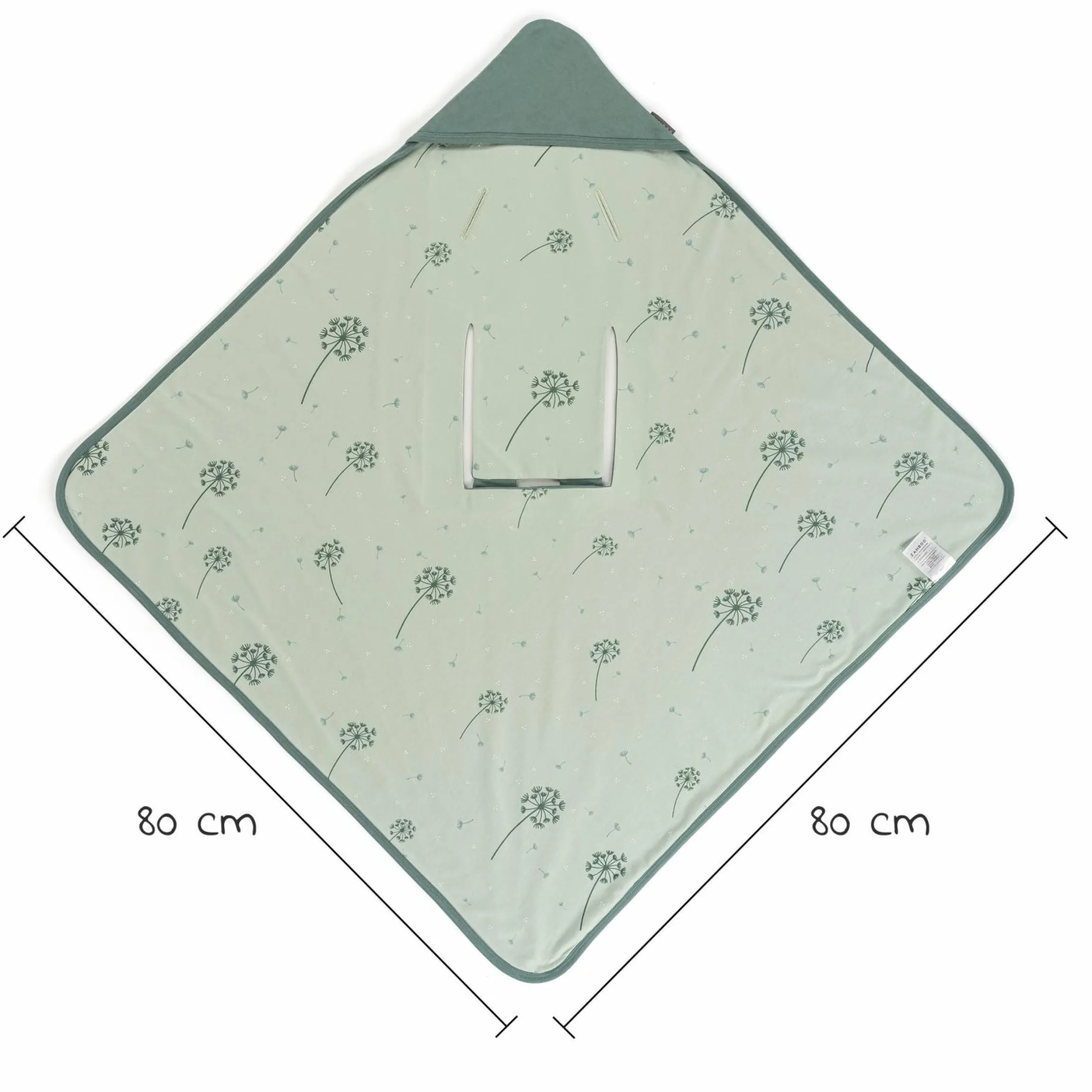 Einschlagdecke / leichte Kuscheldecke für Babyschalen & Kinderwagen 80 x 80 cm - Pusteblume - Salbeigrün