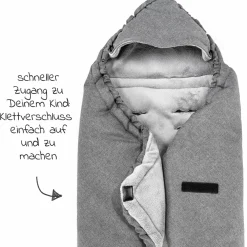 Einschlagdecke Deluxe für Babyschale (Maxi-Cosi, Cybex, Hauck, ABC Design uvm.) und Babywanne - Grau