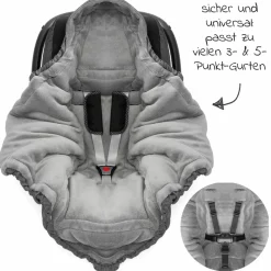 Einschlagdecke Deluxe für Babyschale (Maxi-Cosi, Cybex, Hauck, ABC Design uvm.) und Babywanne - Grau