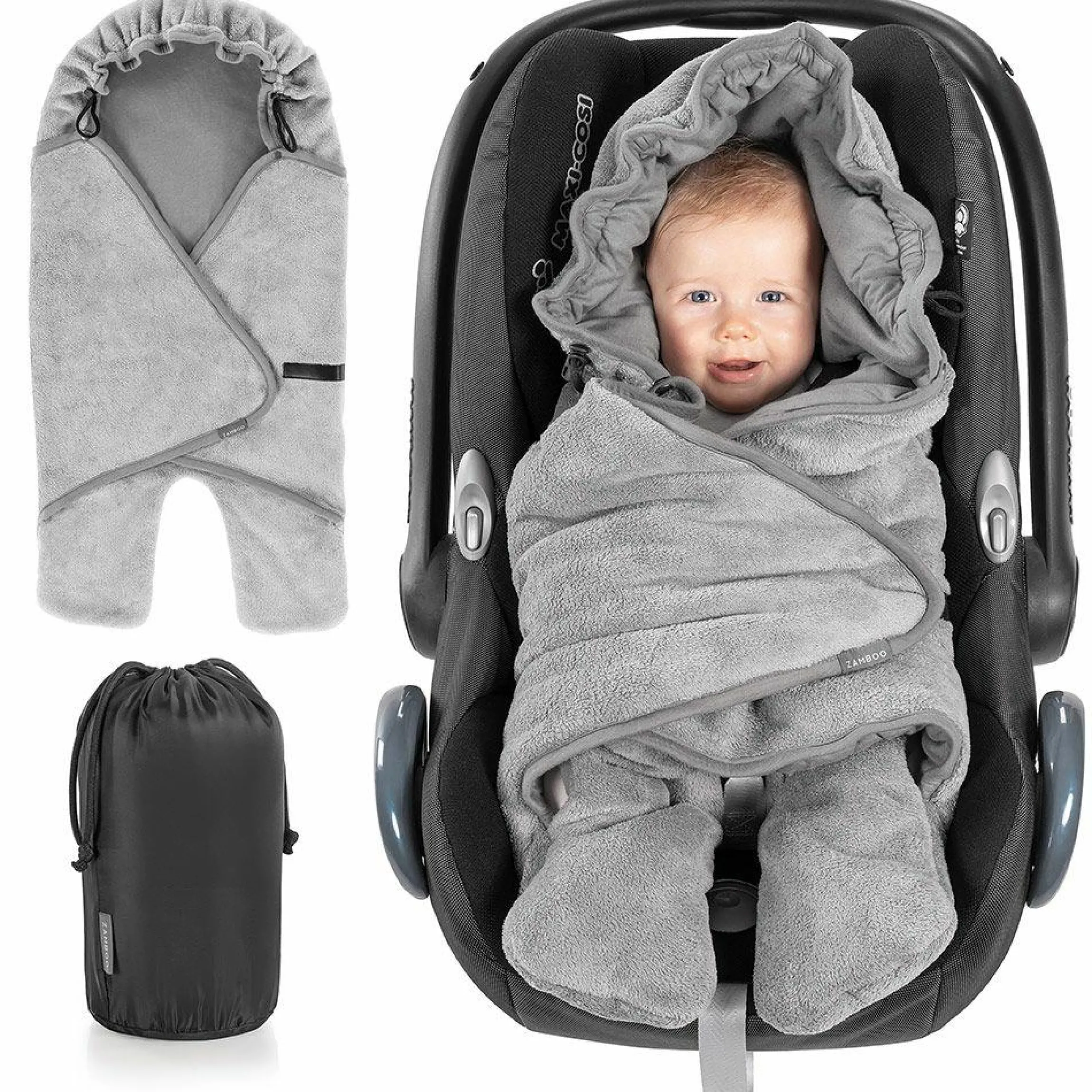 Einschlagdecke für Babyschale - leicht gefüttert für Sommer & Herbst - Grau