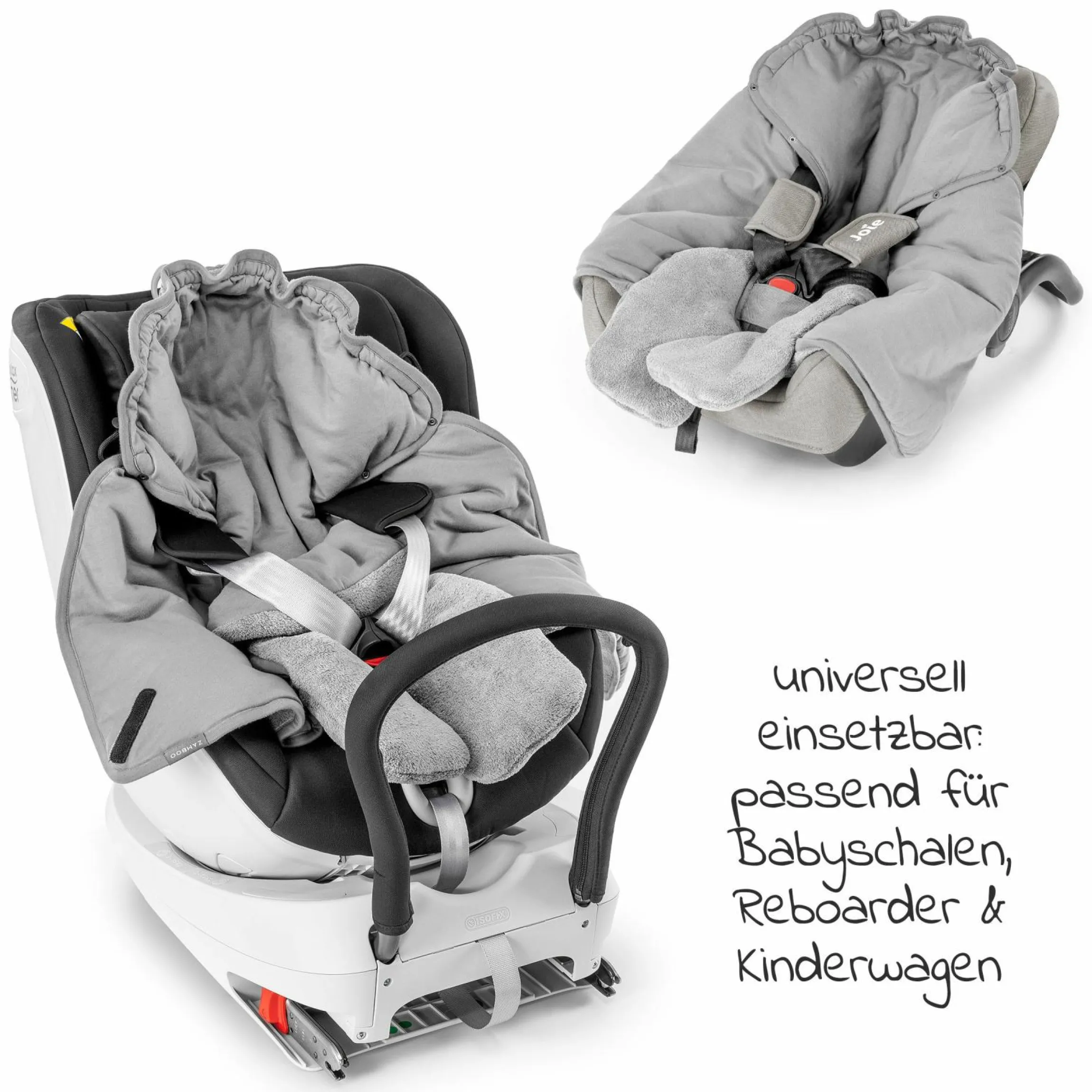 Einschlagdecke für Babyschale - leicht gefüttert für Sommer & Herbst - Grau