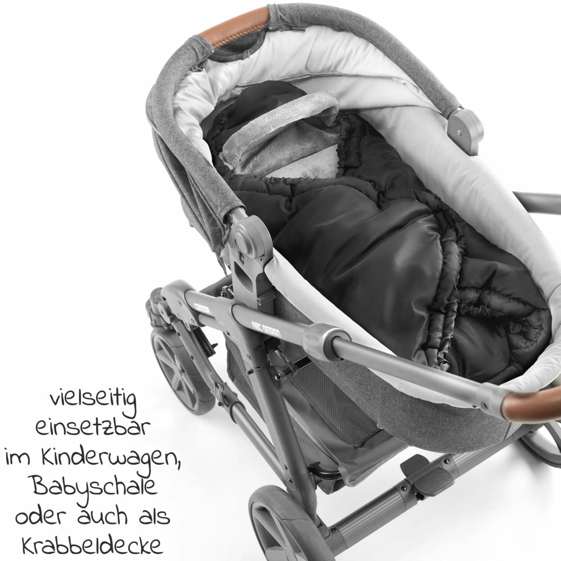 Einschlagdecke für Babyschale (Maxi-Cosi, Cybex, Hauck, ABC uvm.) und Babywanne- Schwarz