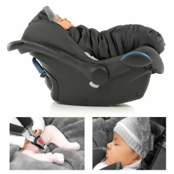 Einschlagdecke für Babyschale (Maxi-Cosi, Cybex, Hauck, ABC uvm.) und Babywanne- Schwarz