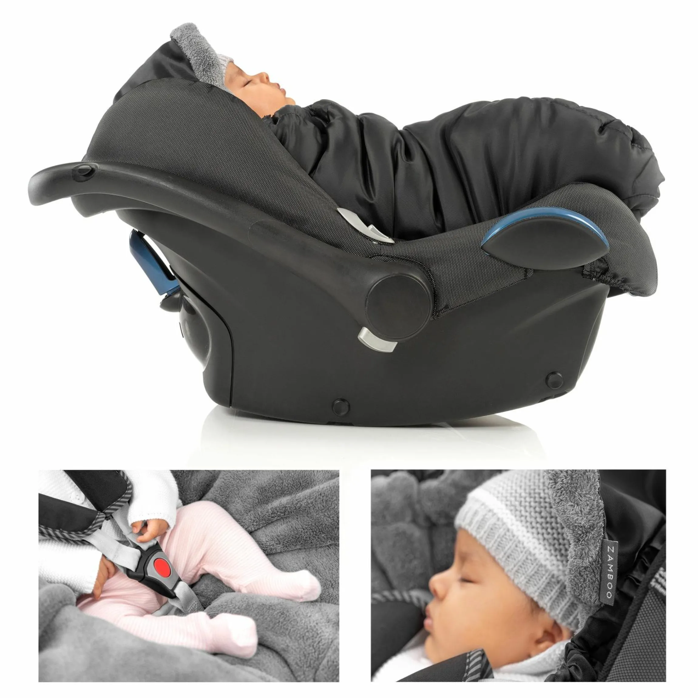 Einschlagdecke für Babyschale (Maxi-Cosi, Cybex, Hauck, ABC uvm.) und Babywanne- Schwarz