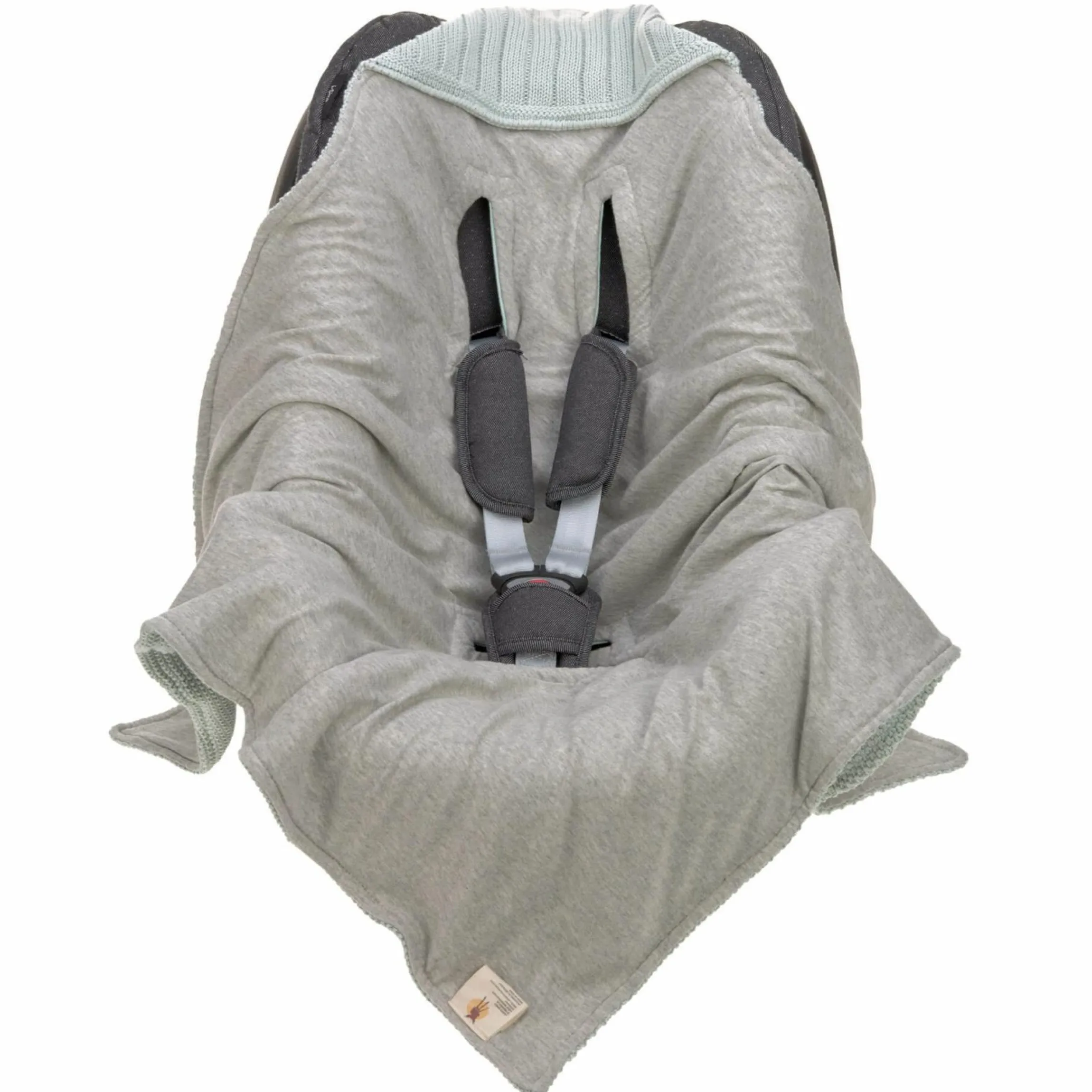 Einschlagdecke für Babyschale Knitted Blanket aus Bio-Baumwolle 78 x 78 cm - Light Mint