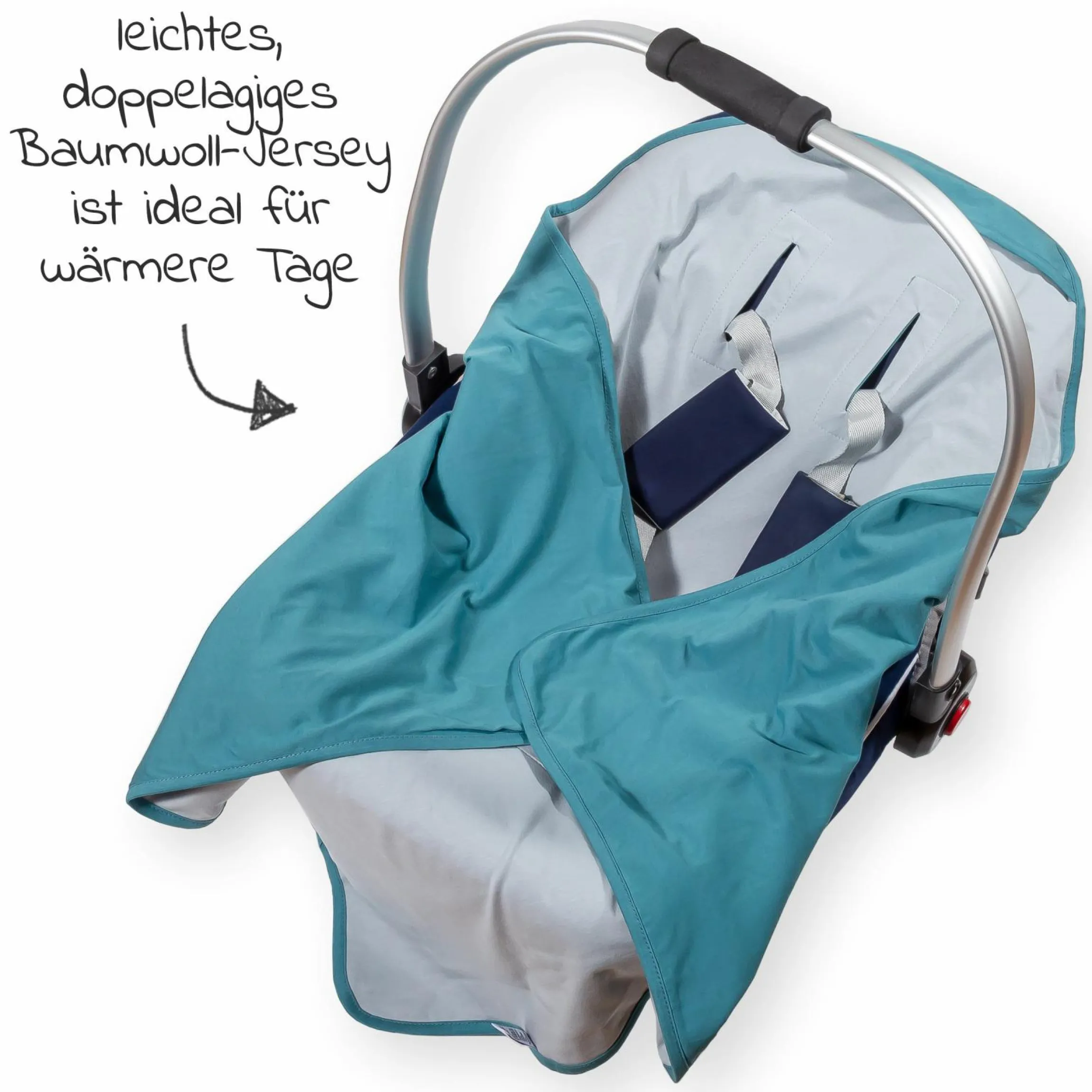 Einschlagdecke leichte Jerseydecke - für Babyschale & Kinderwagen 80 x 80 cm - Patina Mint