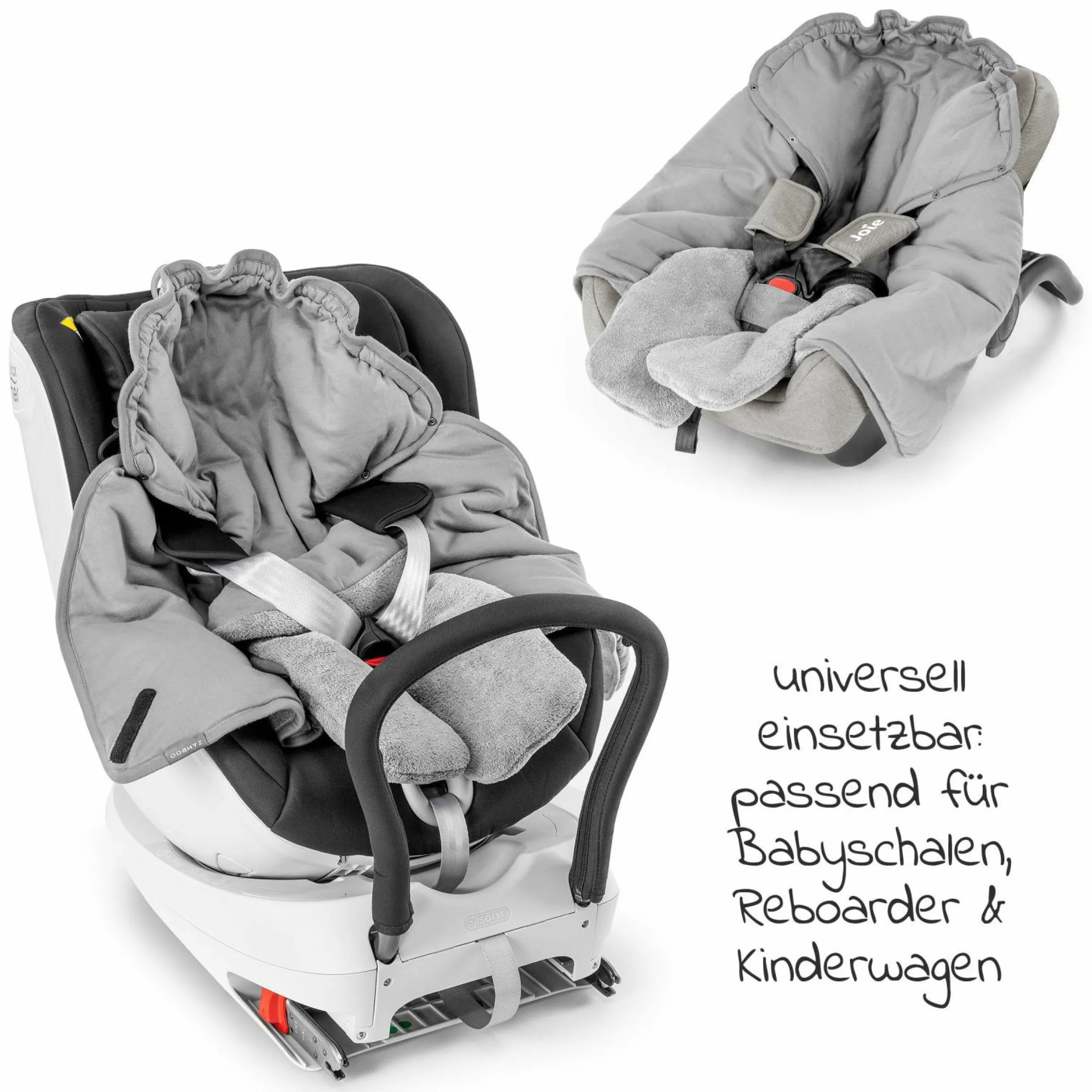 Einschlagdecke mit Füßen für Babyschale und Kindersitz - Winter - Grau