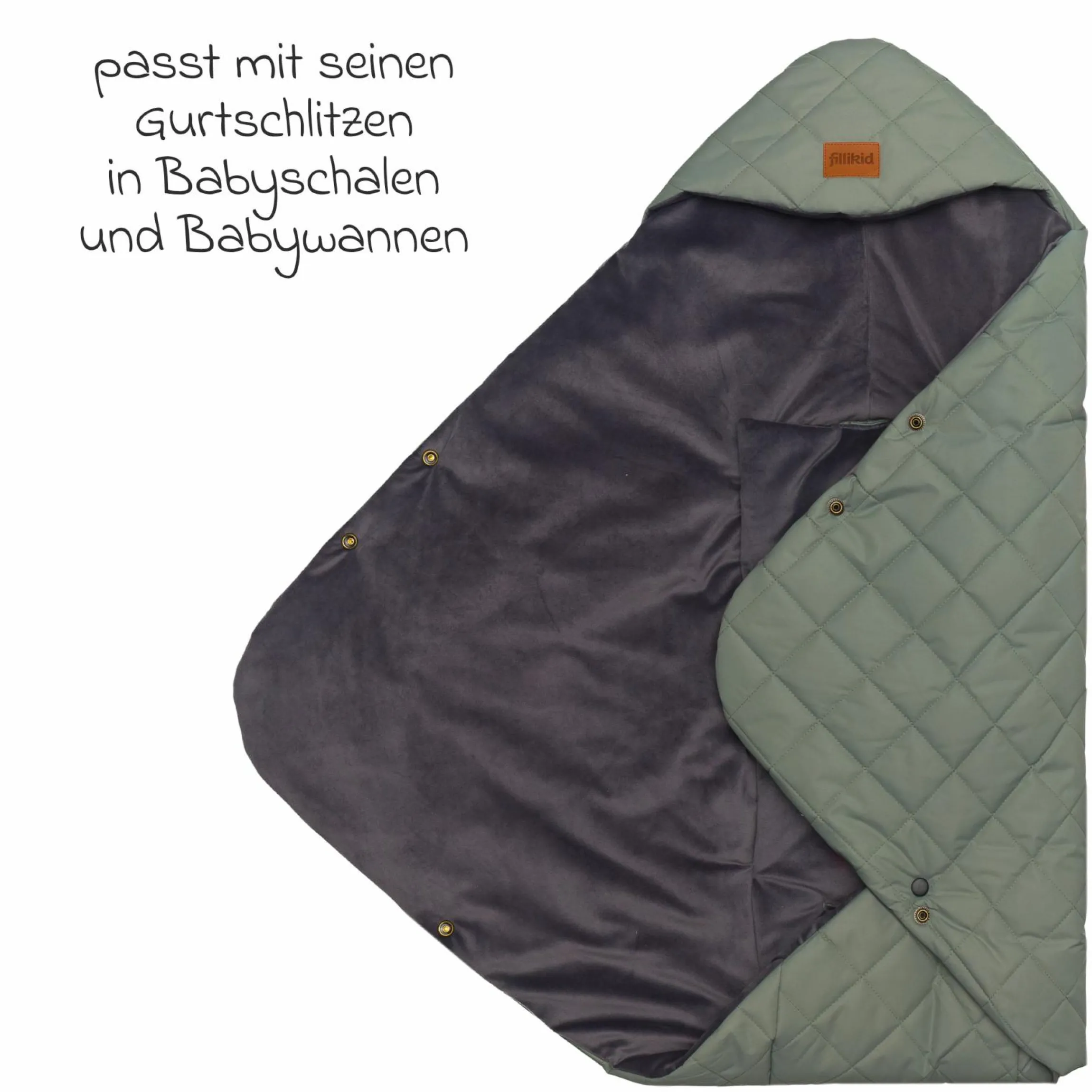 Einschlagdecke Palü für Babyschalen und Babywannen - Salbei