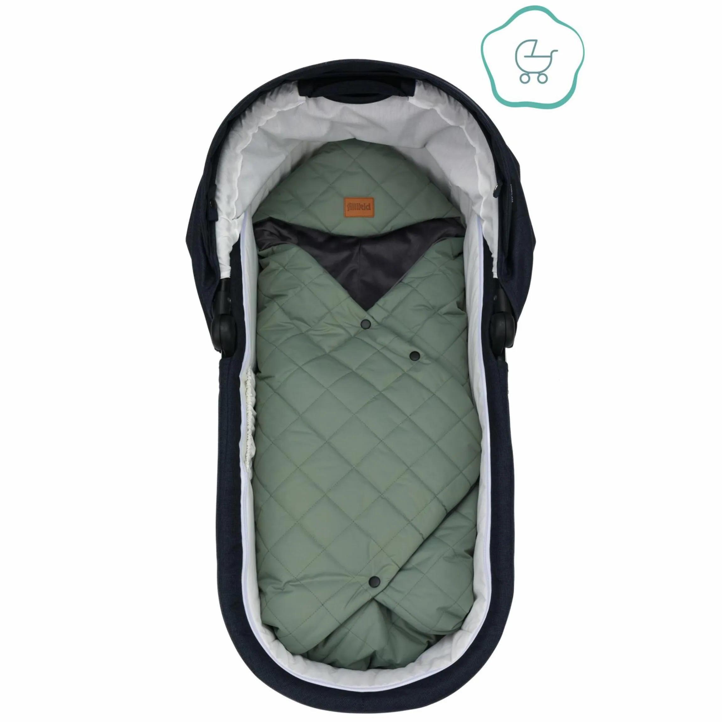 Einschlagdecke Palü für Babyschalen und Babywannen - Salbei