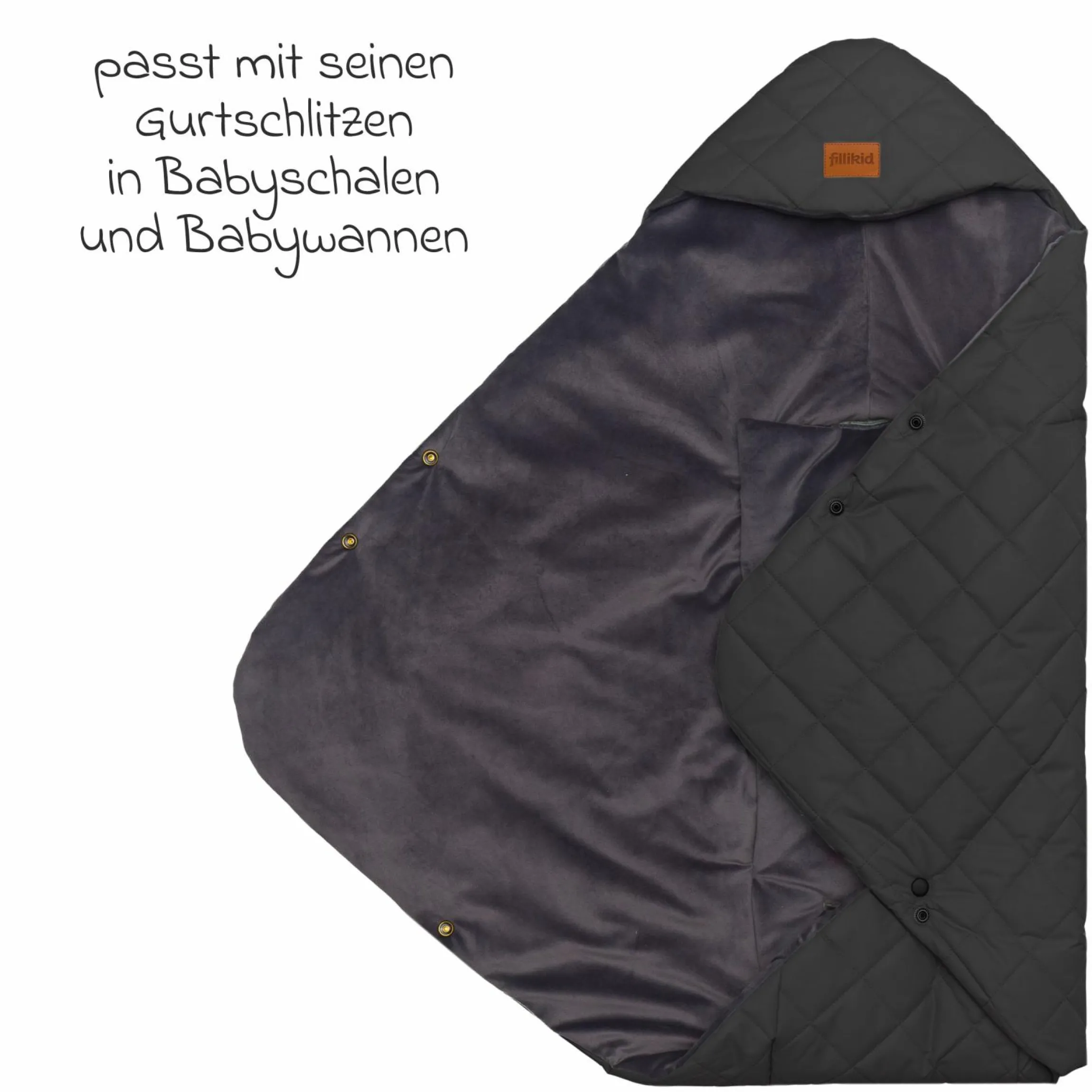 Einschlagdecke Palü für Babyschalen und Babywannen - Grau