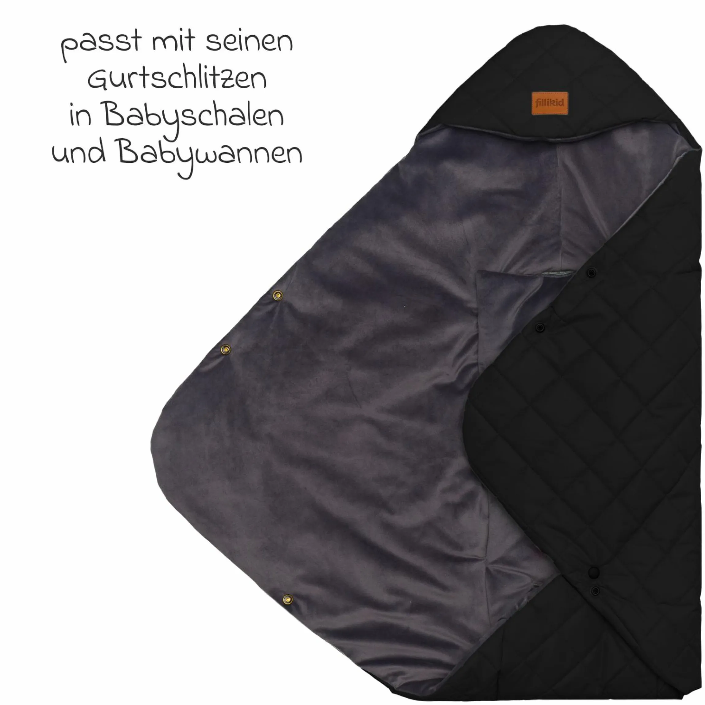 Einschlagdecke Palü für Babyschalen und Babywannen - Schwarz