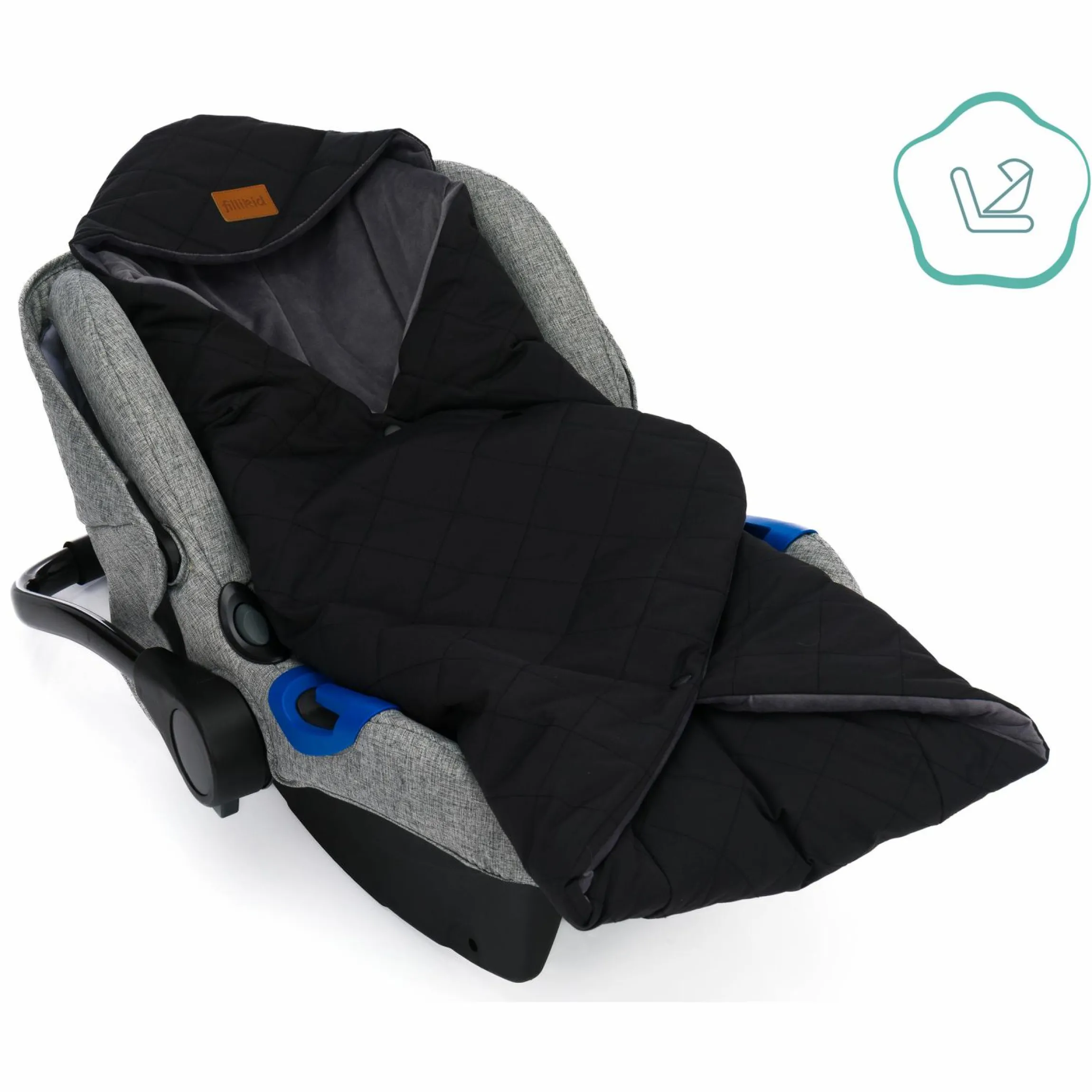 Einschlagdecke Palü für Babyschalen und Babywannen - Schwarz