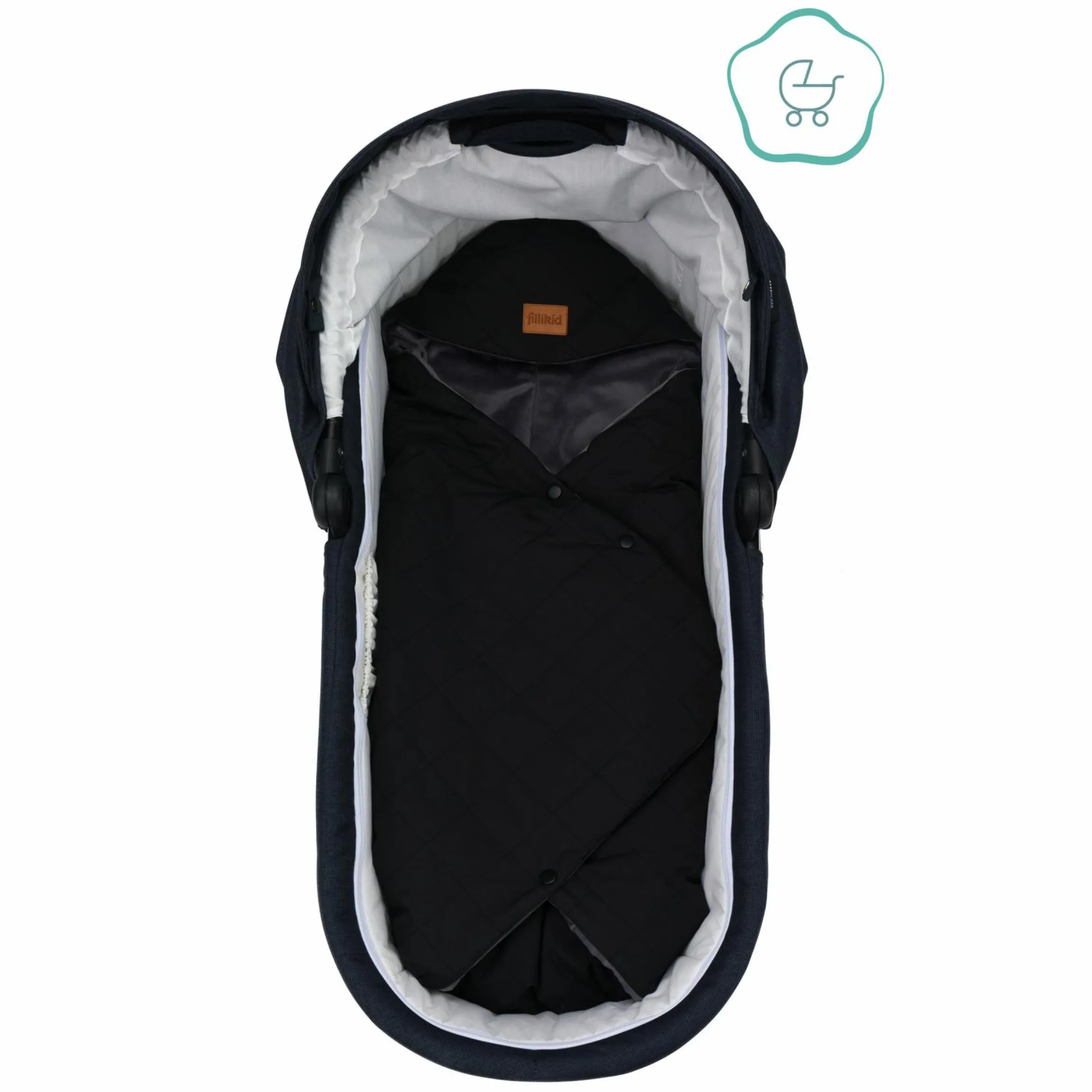 Einschlagdecke Palü für Babyschalen und Babywannen - Schwarz