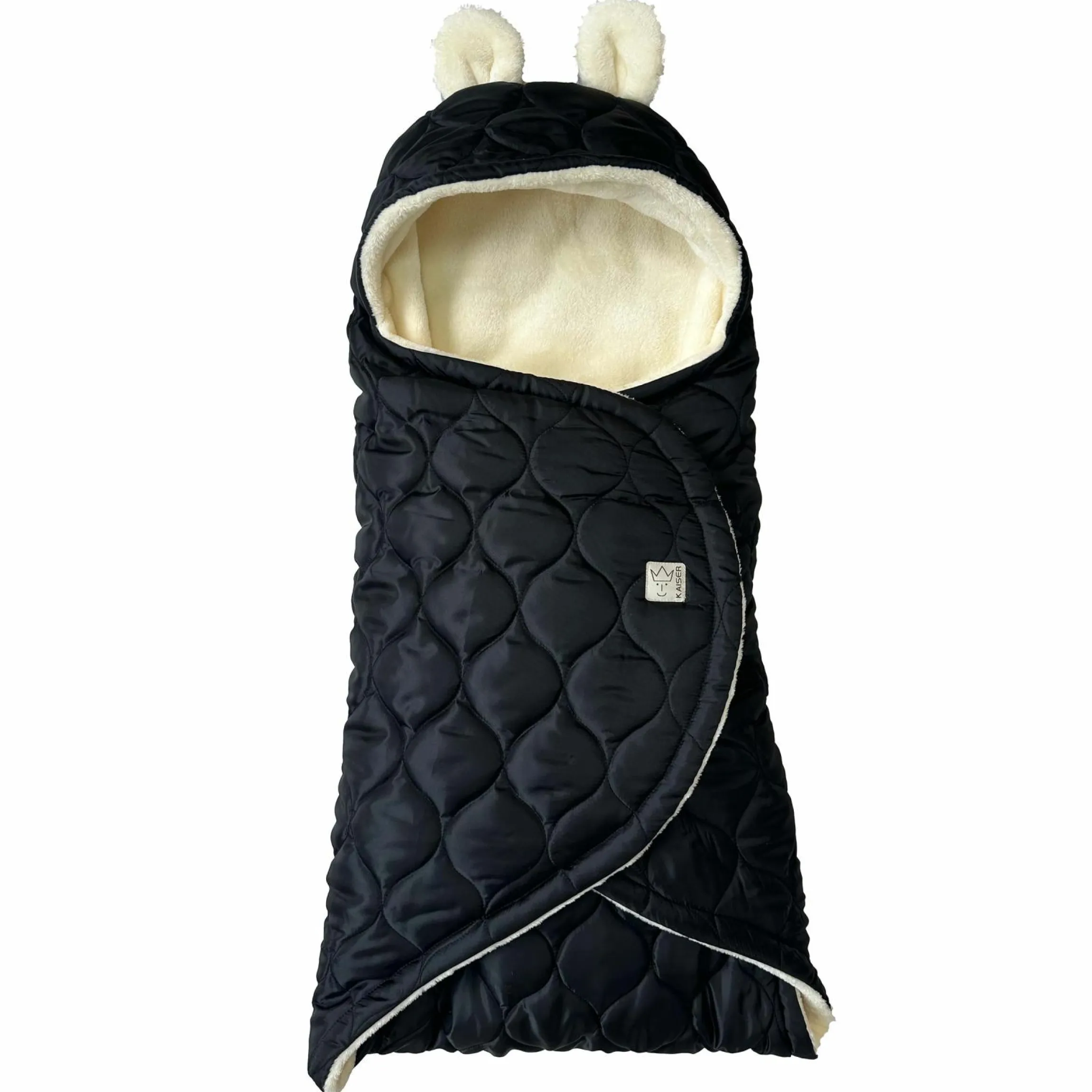 Einschlagdecke Recy Small aus 100% recyceltes Polyester für Babyschalen - Black Cream