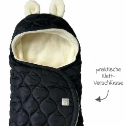 Einschlagdecke Recy Small aus 100% recyceltes Polyester für Babyschalen - Black Cream