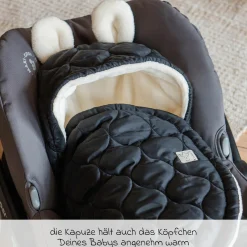 Einschlagdecke Recy Small aus 100% recyceltes Polyester für Babyschalen - Black Cream