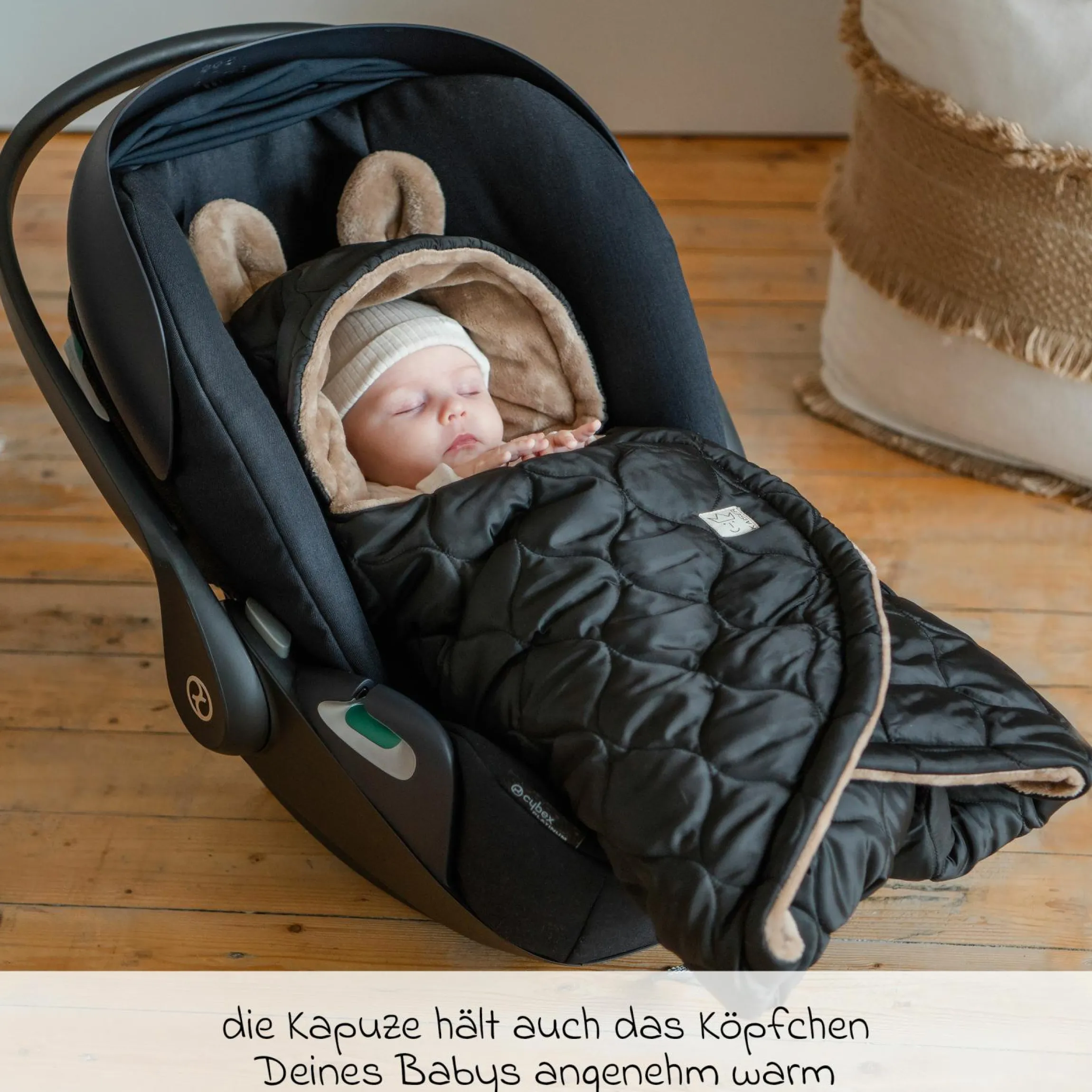 Einschlagdecke Recy Small aus 100% recyceltes Polyester für Babyschalen - Black Light Brown