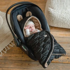 Einschlagdecke Recy Small aus 100% recyceltes Polyester für Babyschalen - Black Light Brown