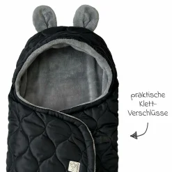 Einschlagdecke Recy Small aus 100% recyceltes Polyester für Babyschalen - Black Grey
