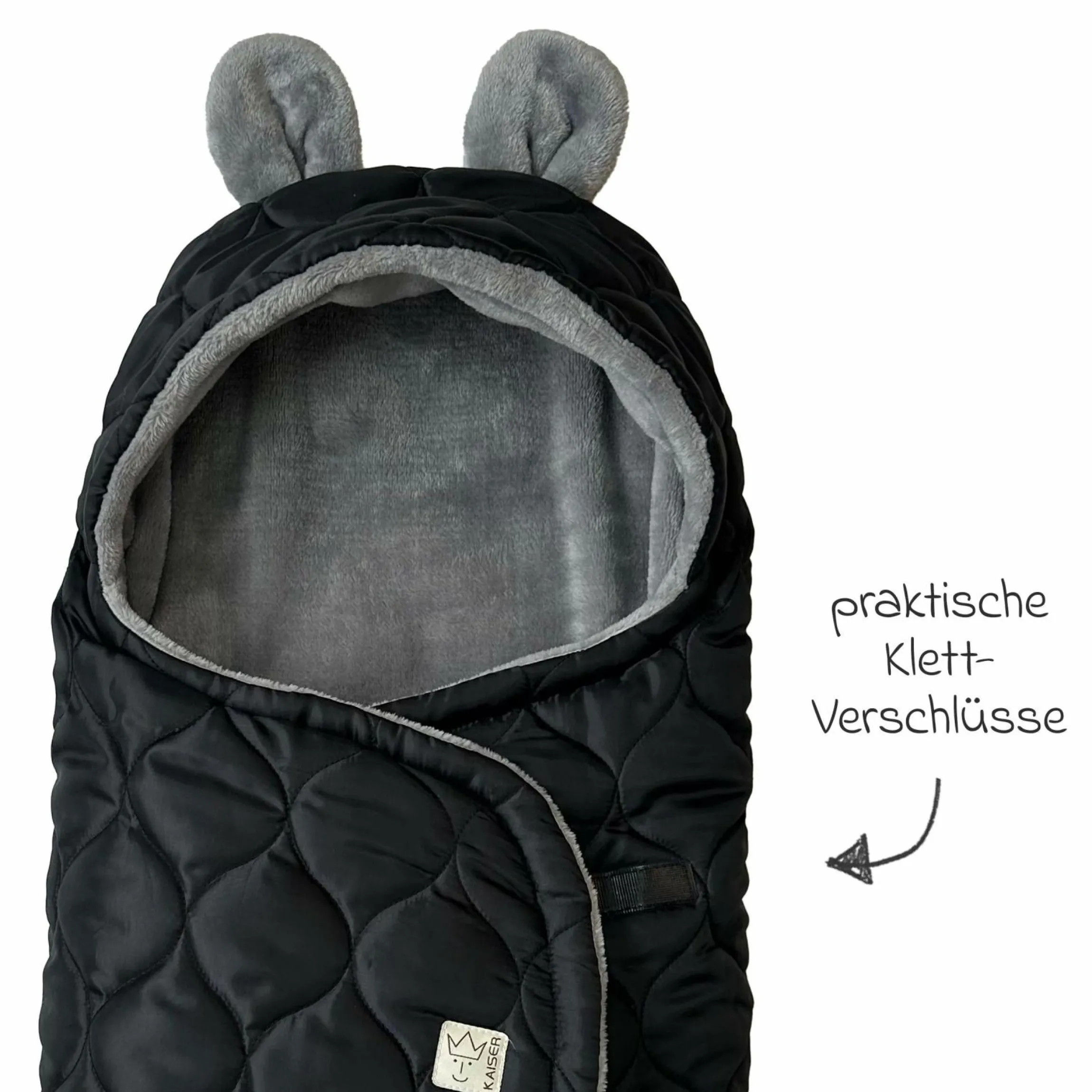 Einschlagdecke Recy Small aus 100% recyceltes Polyester für Babyschalen - Black Grey