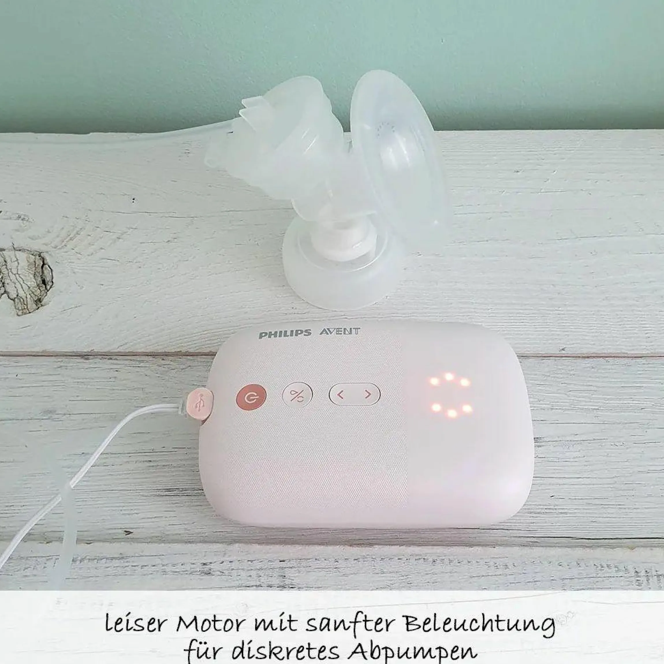 Elektrische Milchpumpe Natural Motion SCF395/31 + PP-Flasche + 2 Einweg-Stilleinlagen + 5 Muttermilchbeutel