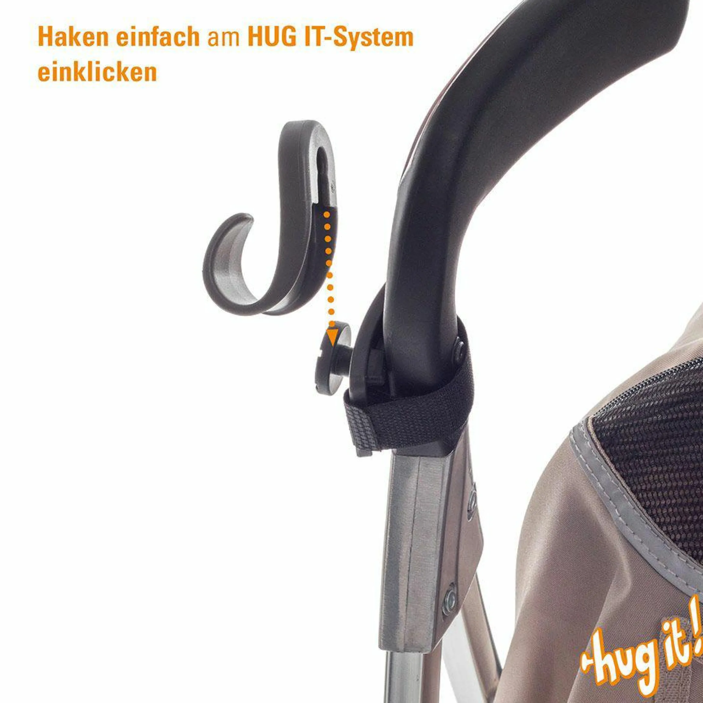 2er Pack Befestigungs-Haken Hug it! für Kinderwagen - Grau