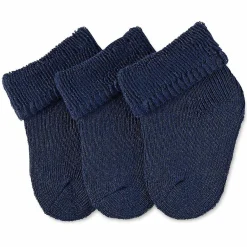 3er Pack Erstlingssocken mit Umschlag Vollplüsch - Marine - Gr. 0 - 4 Monate