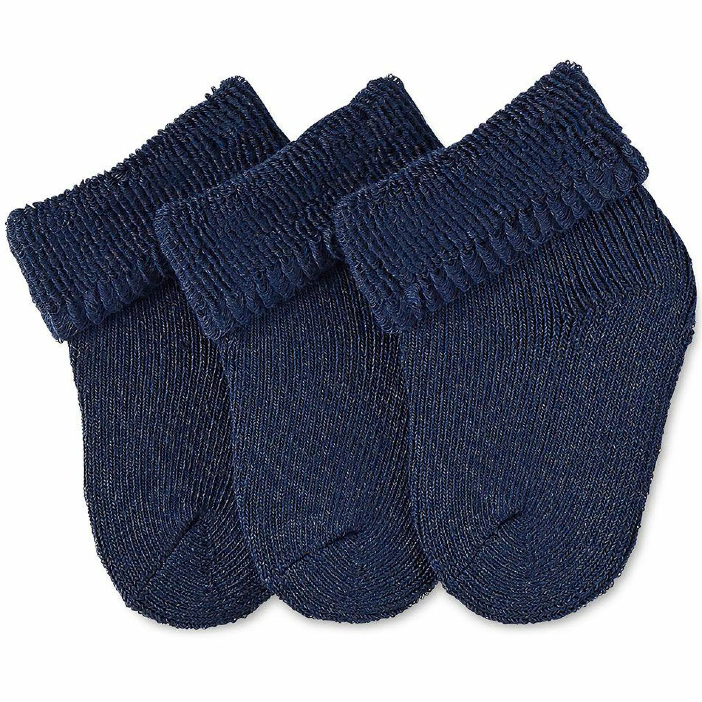 3er Pack Erstlingssocken mit Umschlag Vollplüsch - Marine - Gr. 0 - 4 Monate