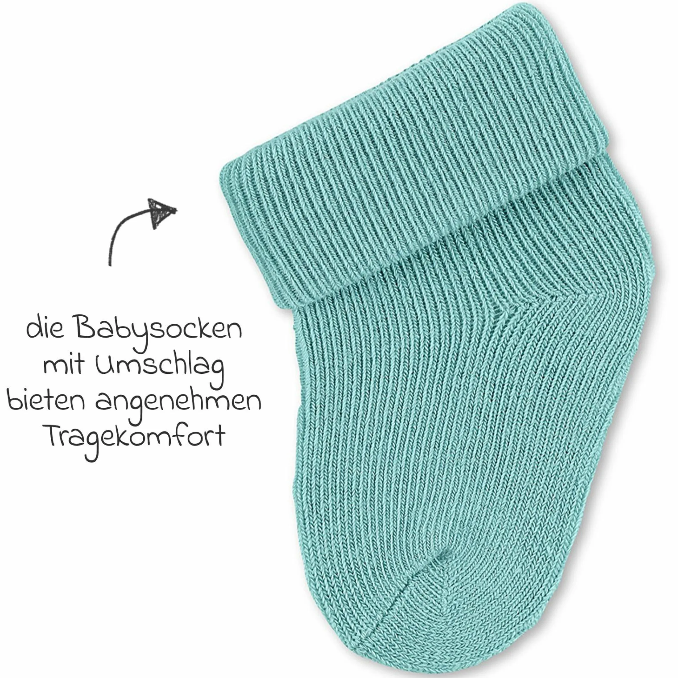 3er Pack Erstlingssocken mit Umschlag - Türkis - Gr. 0-4 Monate