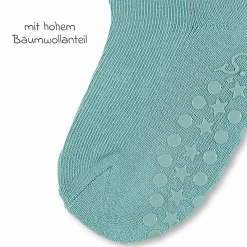 2er Pack Krabbelsocken Kurz Vollplüsch im Sohlenbereich - Grau Türkis - Gr. 17/18