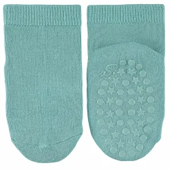 2er Pack Krabbelsocken Kurz Vollplüsch im Sohlenbereich - Grau Türkis - Gr. 17/18