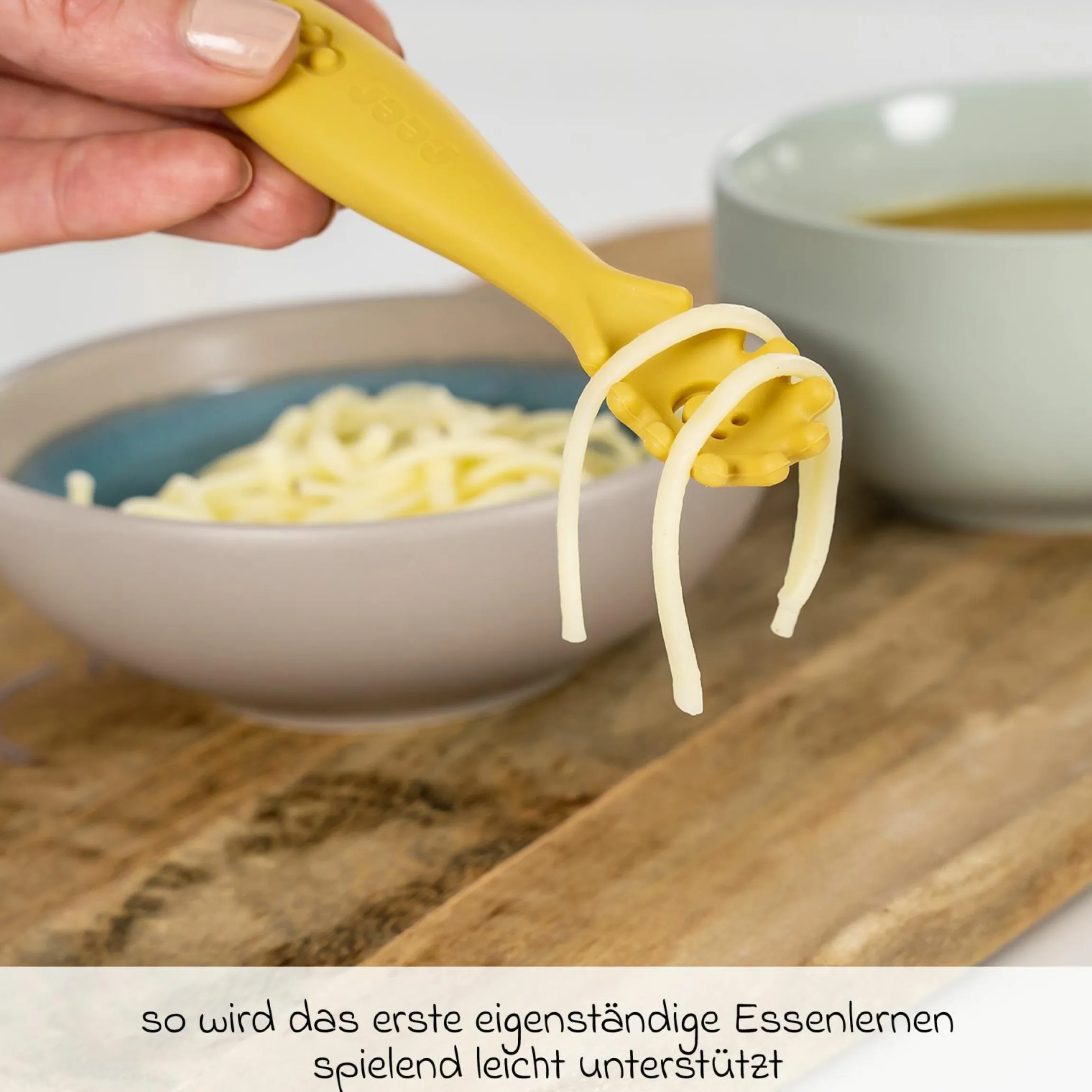 3er Pack Silikon Babylöffel Little Yummie mit verschiedene Strkturen, Anti-Rutschnoppen & ergonomischer Griff - Bunt