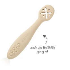 3er Pack Silikon Babylöffel Little Yummie mit verschiedene Strkturen, Anti-Rutschnoppen & ergonomischer Griff - Bunt