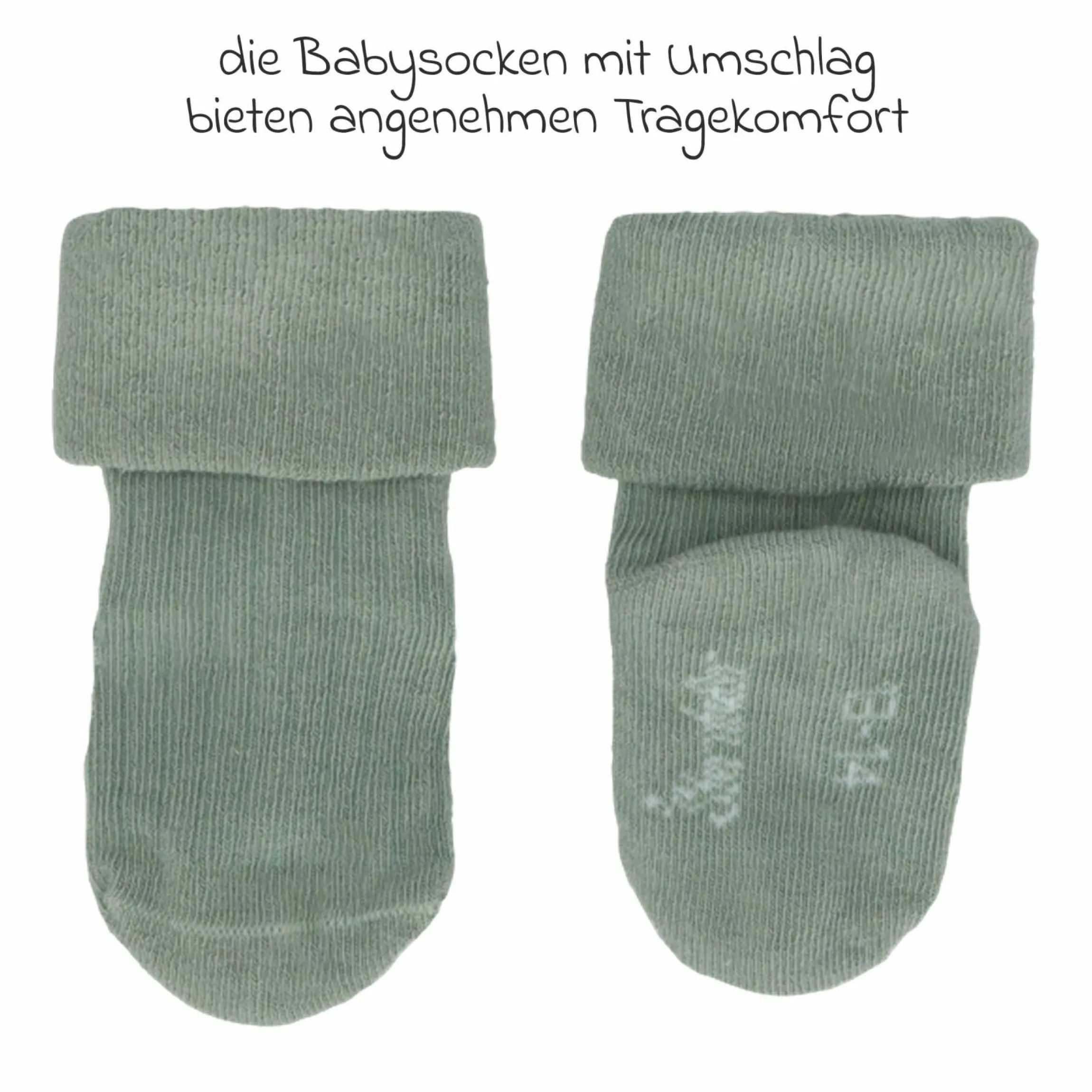 2er Pack Socken Rippenoptik - Offwhite Grün - Gr. 13/14