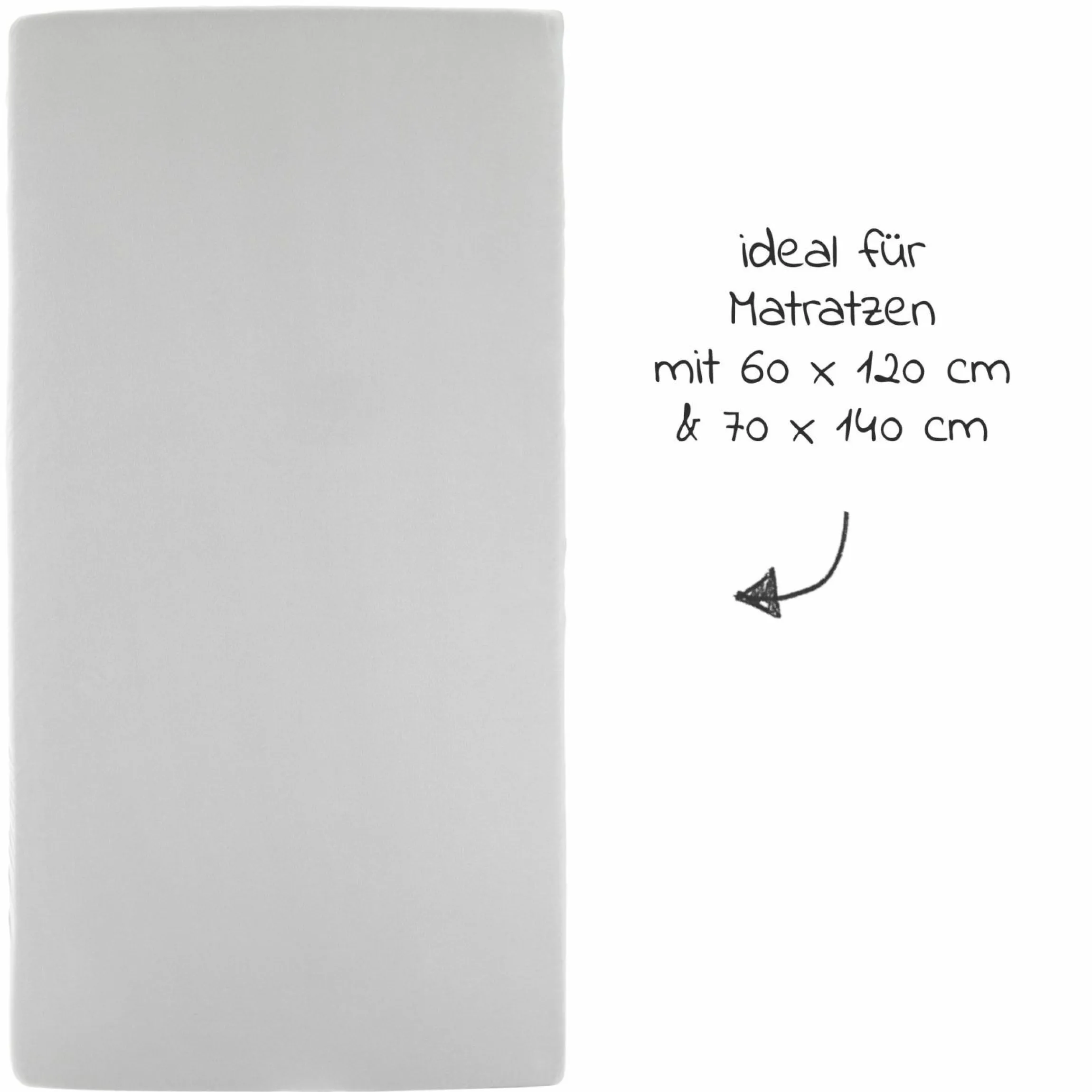 2er Pack Spannbetttuch für Kinderbett 60 x 120 / 70 x 140 cm - Weiß Hellgrau