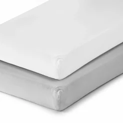 2er Pack Spannbetttuch für Kinderbett 60 x 120 / 70 x 140 cm - Weiß Hellgrau