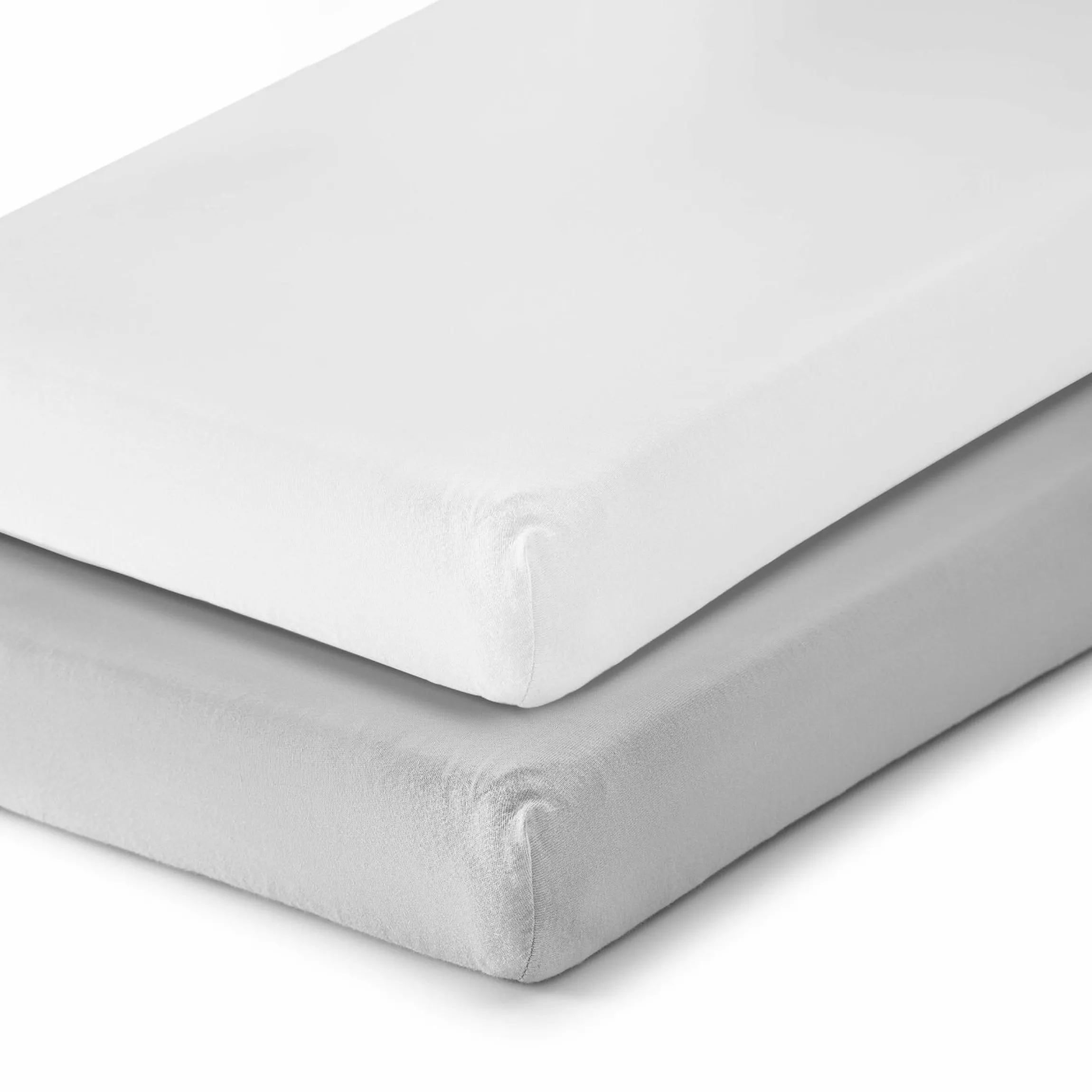 2er Pack Spannbetttuch für Kinderbett 60 x 120 / 70 x 140 cm - Weiß Hellgrau